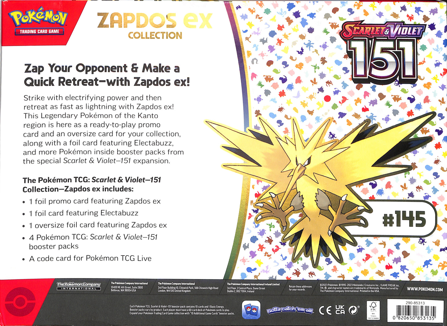 151: Zapdos ex Collection - SV: Scarlet & Violet 151 - Pokemon - Sealed Wax