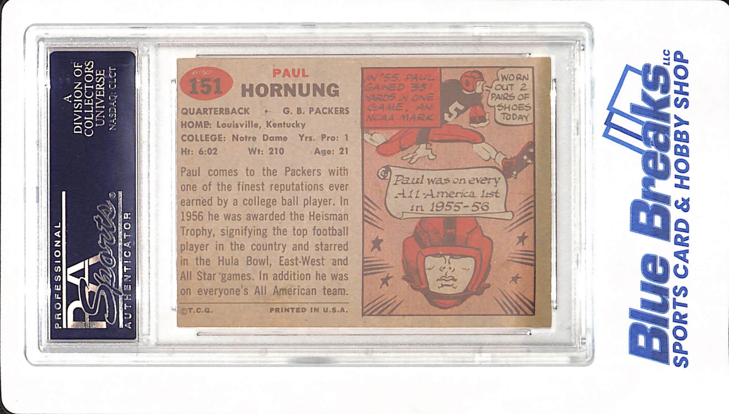 1957 Topps - Paul Hornung - Football - Green Bay Packers - # 151 - PSA 6 (MC)