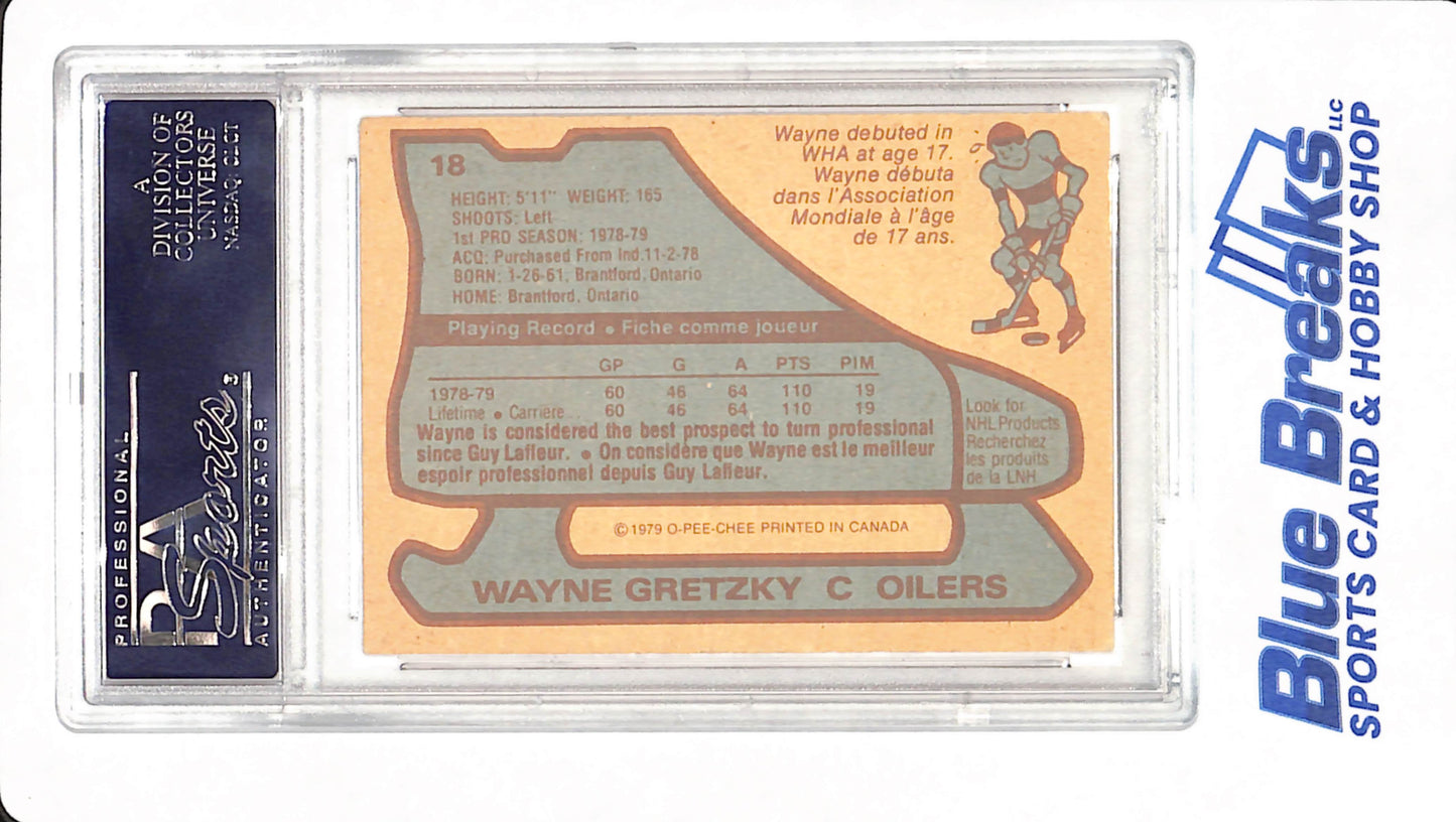 1979 O-Pee-Chee - Wayne Gretzky - Ice Hockey - Rookie - Edmonton Oilers - # 18 - PSA 4