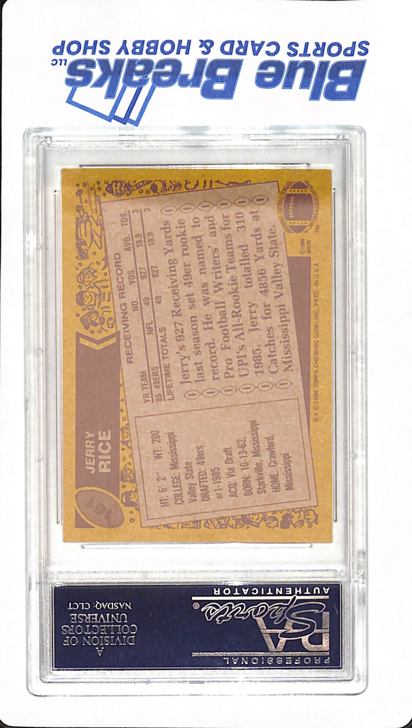 1986 Topps - Jerry Rice - Football - San Francisco 49ers - # 161 - PSA 8