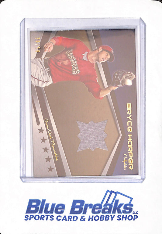 2012 Topps Pro Debut - Bryce Harper - Outfielder - Baseball - Washington Nationals - Gold - # MLM-BH - Relic - 20/50