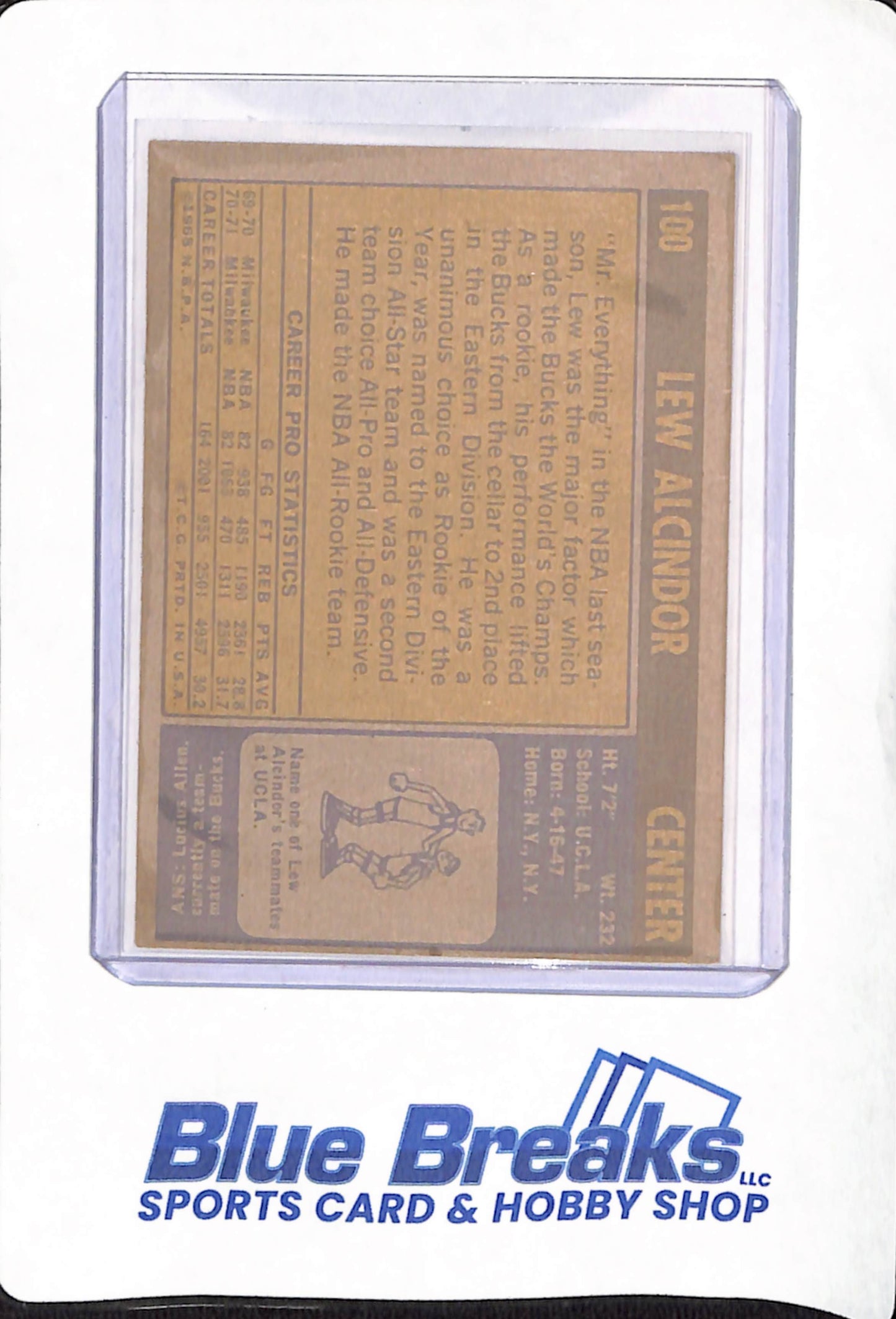 1971 Topps - Lew Alcindor - Milwaukee Bucks - Basketball - # 100