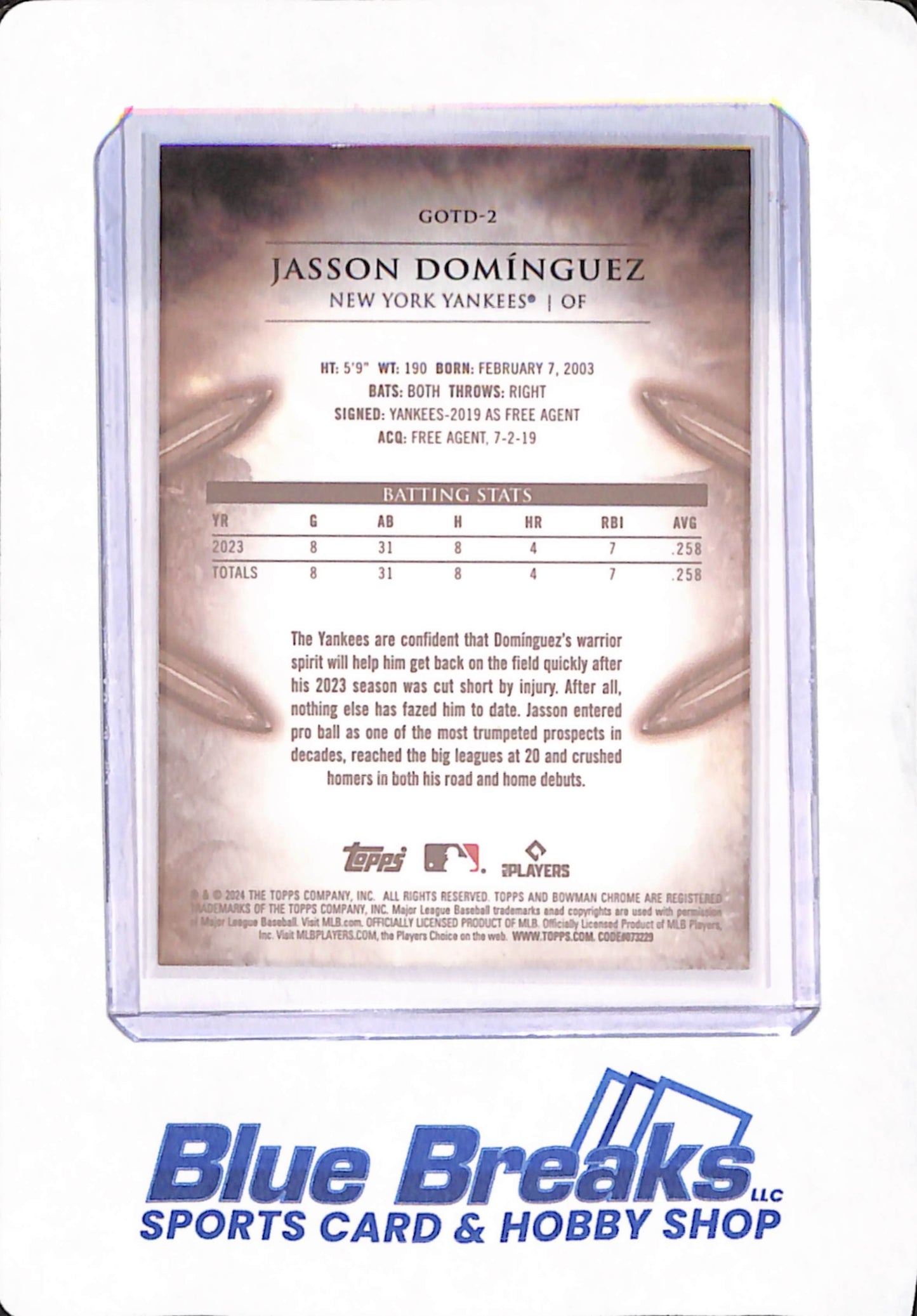 2024 Bowman Chrome - Jasson Dominguez - Gladiators of the Diamond - New York Yankees