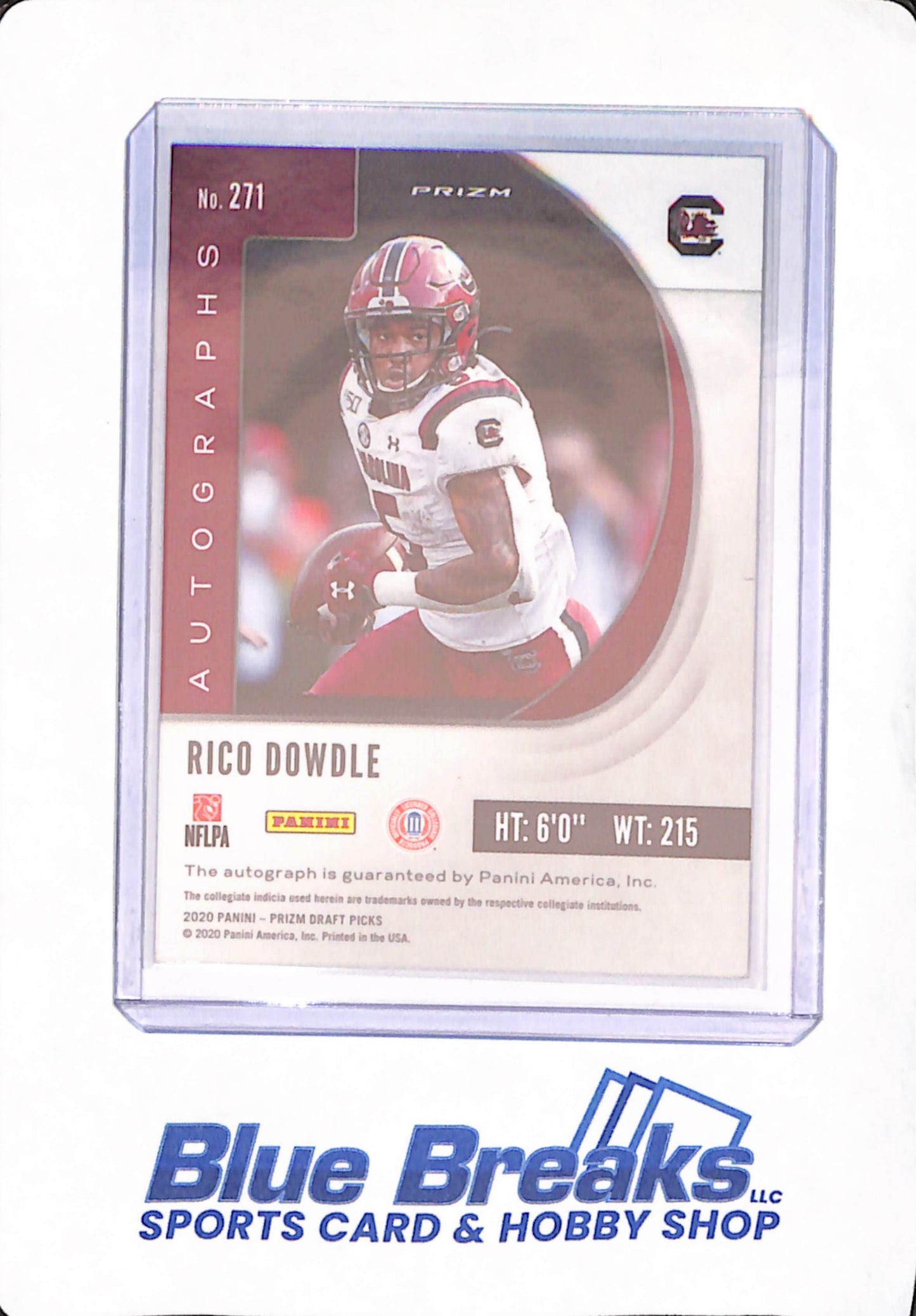 2020 Panini - Prizm Draft Picks - Rico Dowdle - Carolina - Football - Rookie - Autographed