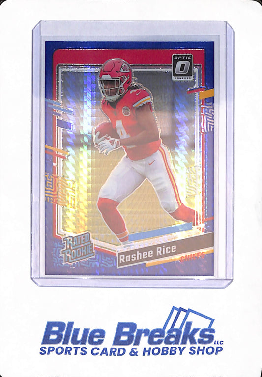 2023 Panini - Donruss Optic - Rashee Rice - Kansas City Chiefs - Football - # 257 - Rated Rookie - Blue Hyper Prizm