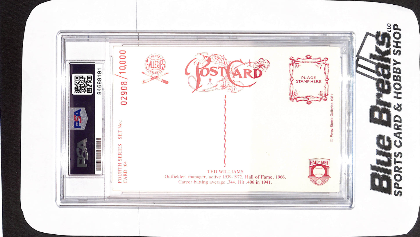 Perez-Steele HOF - Ted Williams - PSA/DNA Certified - Authentic Auto - 2908/10000 - Boston Red Sox - Baseball - #104