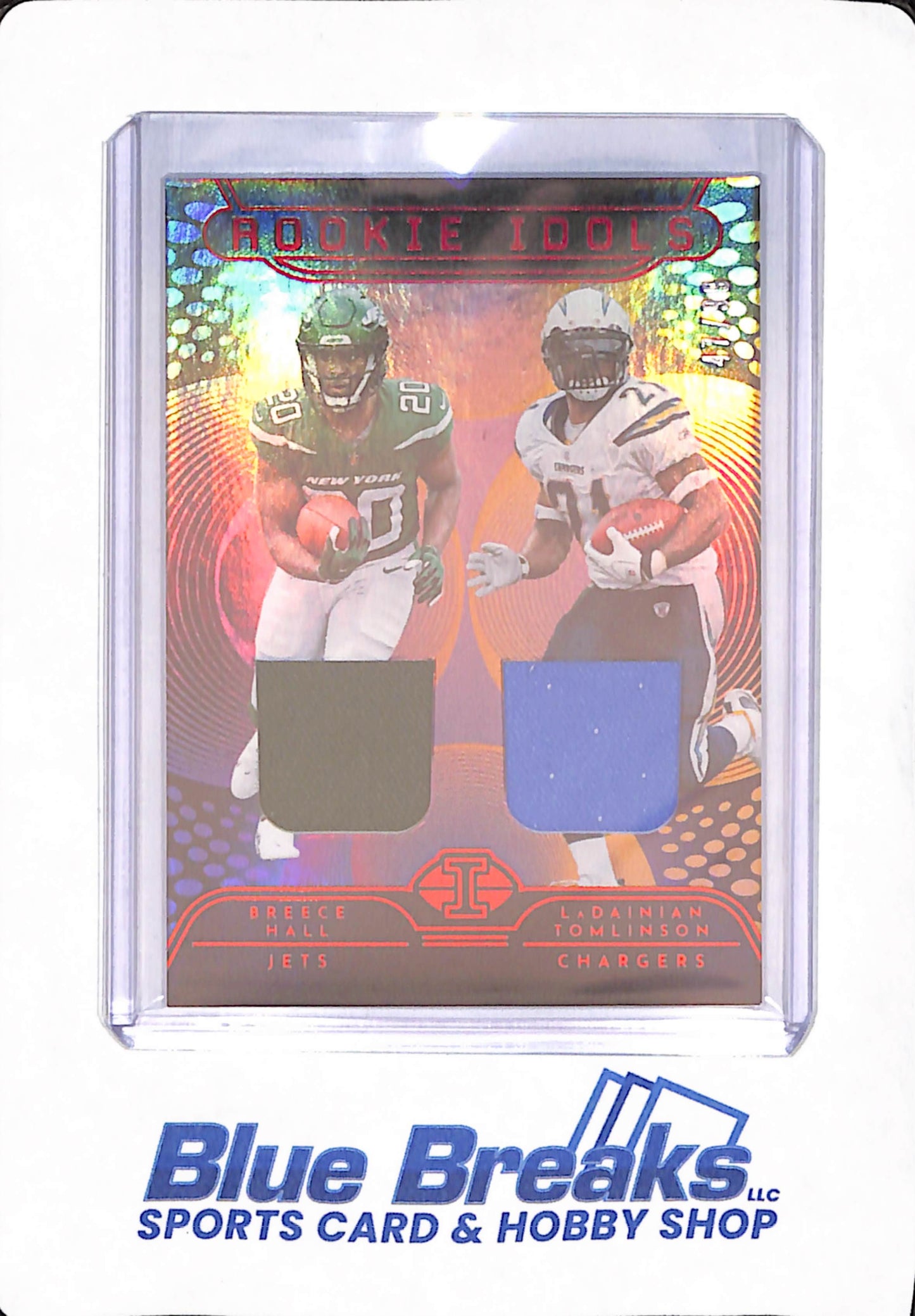 2022 Panini Illusions - Breece Hall - LaDainian Tomlinson - Football - New York Jets - Los Angeles Chargers - Dual Relic - 47/99 - #RM-HT