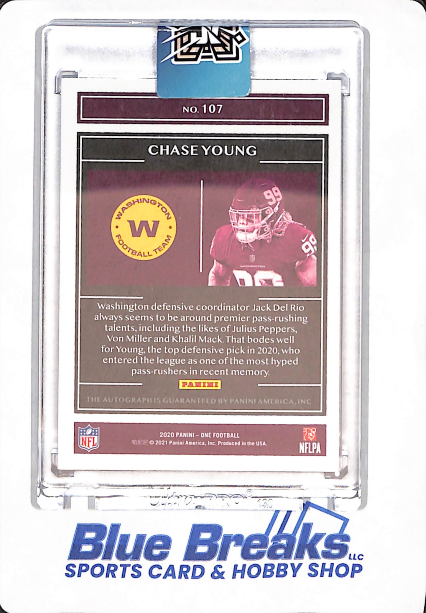 2020 Panini One - Chase Young - Football - Washington Football Team - Autograph - RC - Encased 12/99 - #107