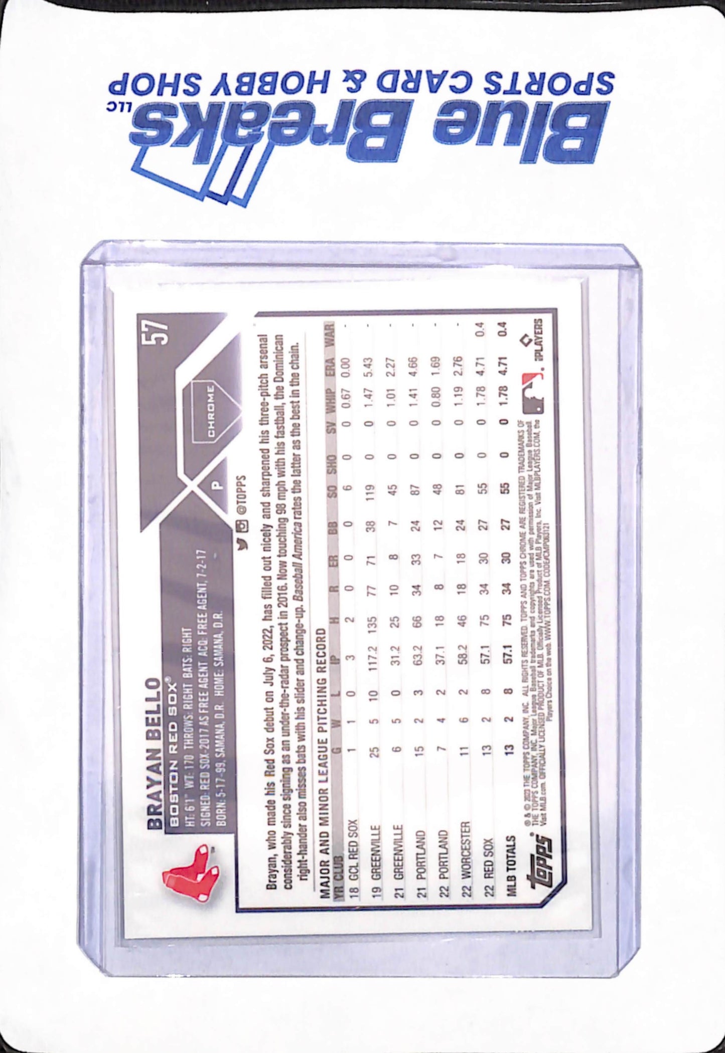 2023 Topps Chrome - Brayan Bello - Baseball - Boston Red Sox - RC - Gold - 23/50 - #57