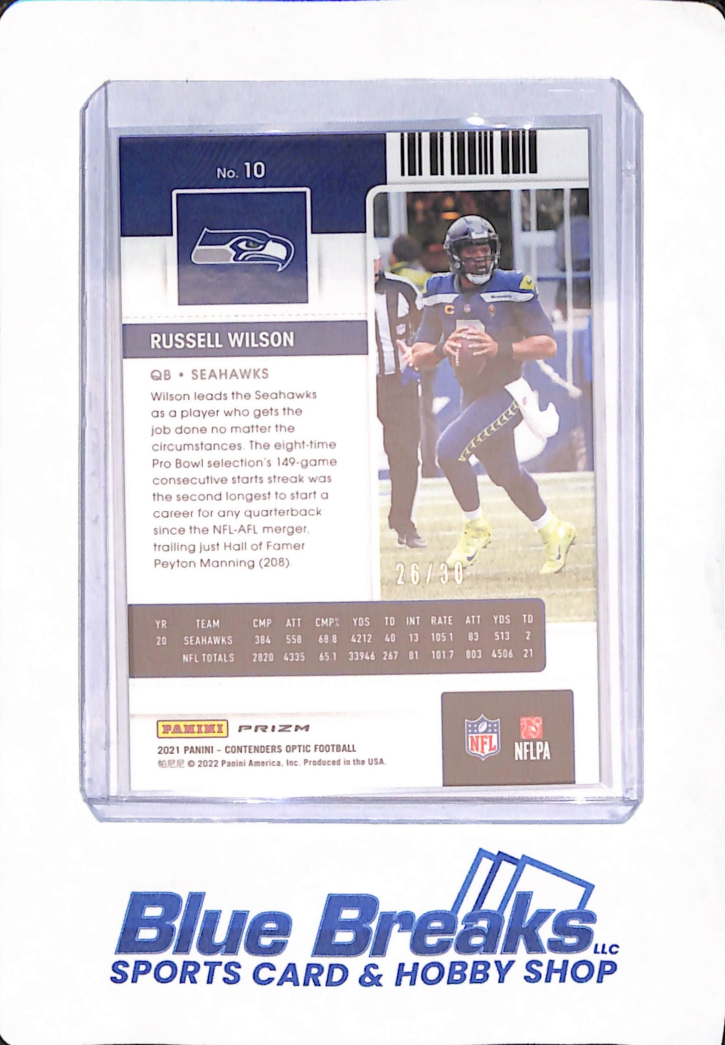 2021 Panini Contenders Optic - Russell Wilson - Football - Seattle Seahawks - Color Match - 26/30 - #10