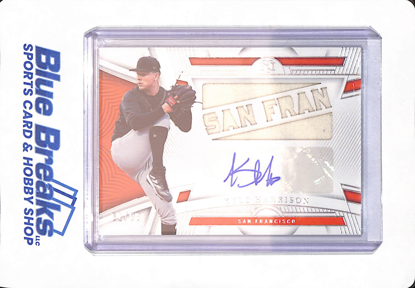 2023 Panini National Treasures - Kyle Harrison - Baseball - San Francisco Giants - Autograph - Relic - 81/99 - #DMS-KH