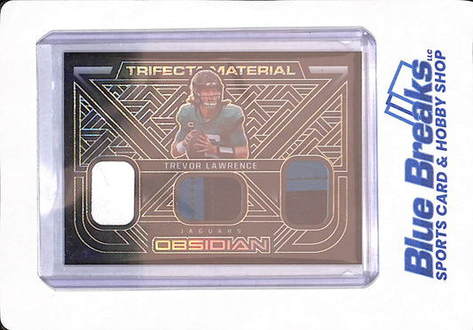 2022 Panini Obsidian - Trevor Lawrence - Football - Jacksonville Jaguars - Trifecta Material - Triple Relic - 13/25 - #TFM-TLR