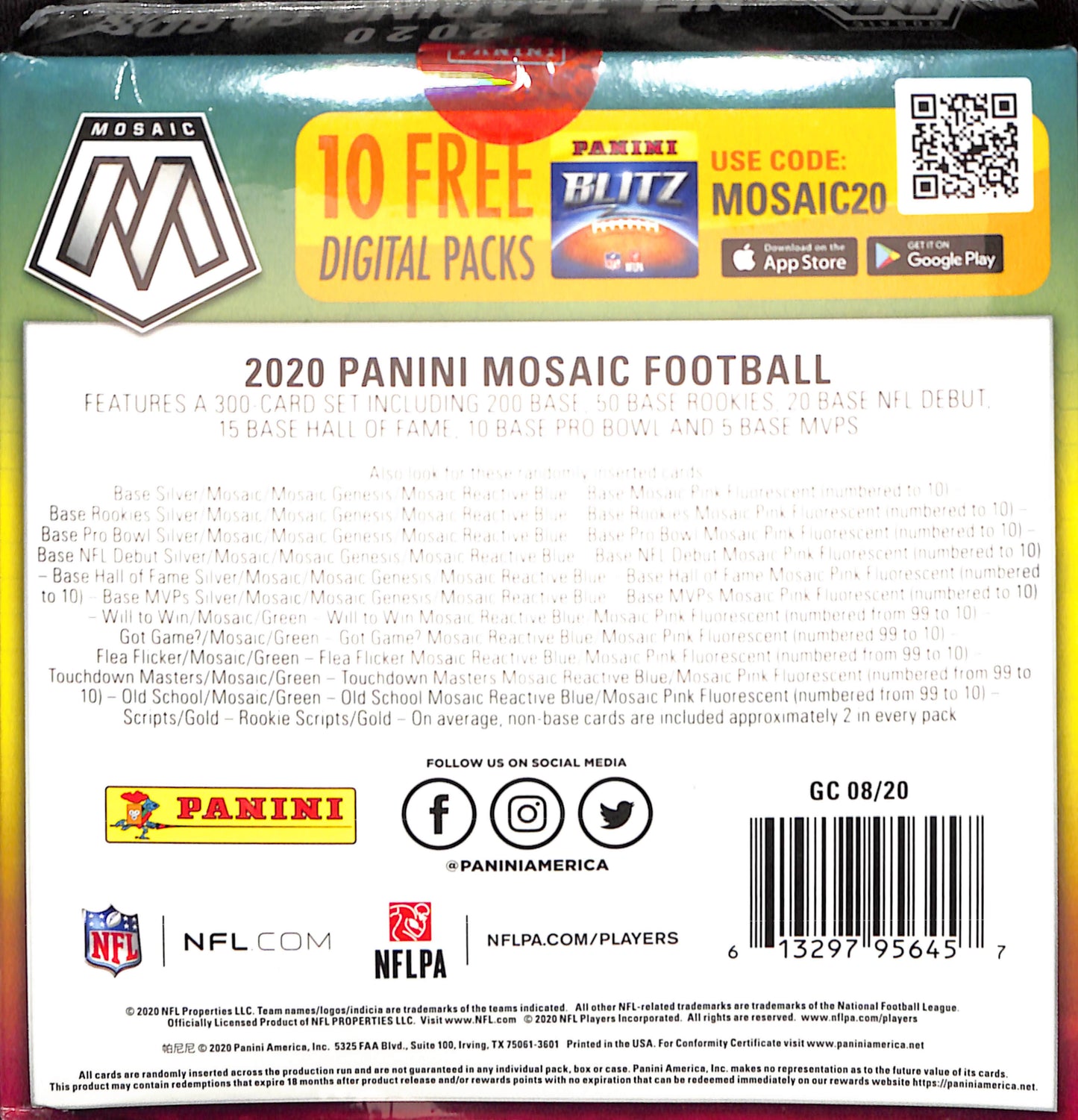 2020 Panini Mosaic NFL Mega Box ((Pink Fluorescent or Reactive Blue) - Football - Sealed Wax