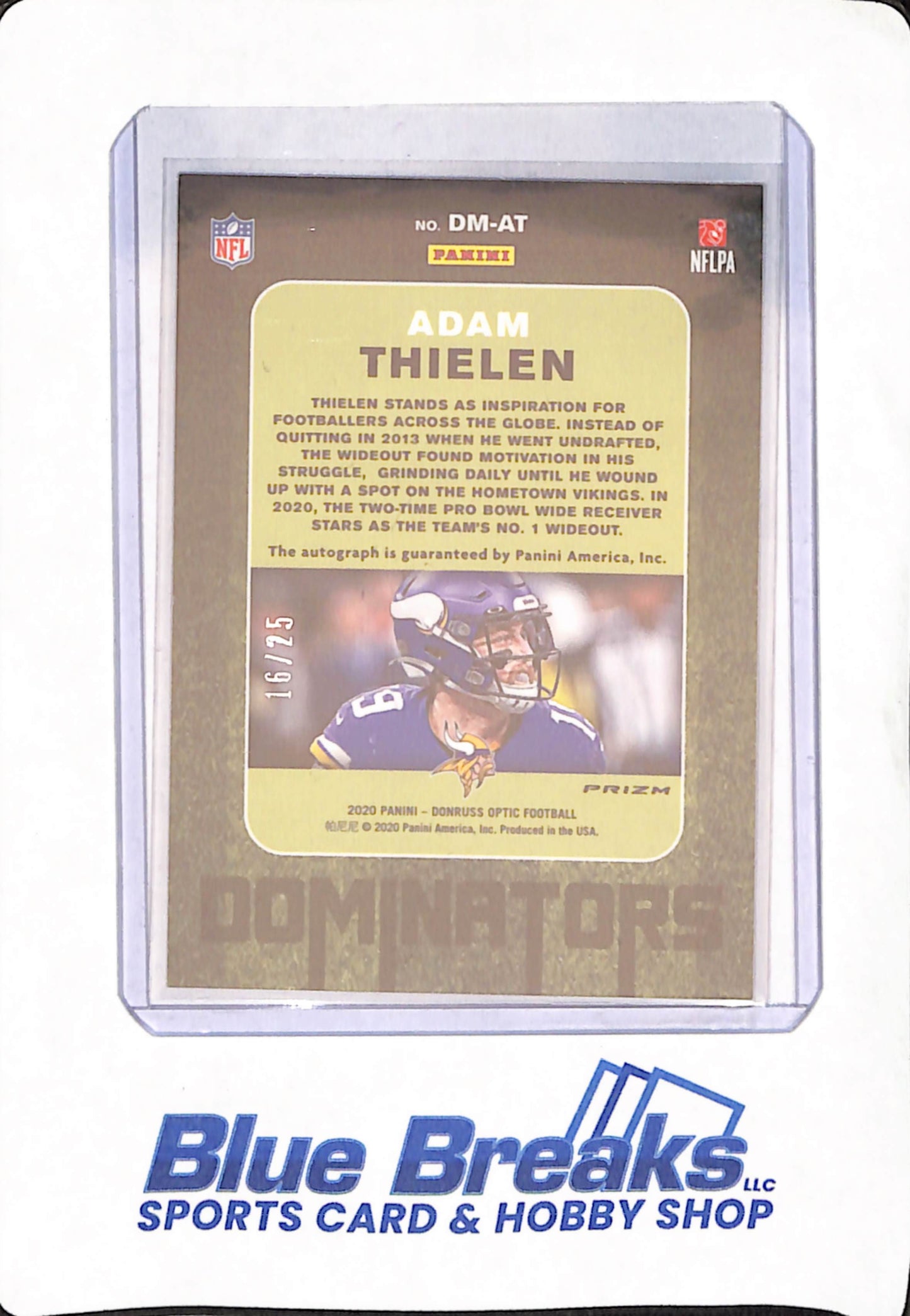 2020 Panini Donruss Optic - Adam Thielen - Football - Minnesota Vikings - Autograph - Dominators - 16/25 - #DM-AT