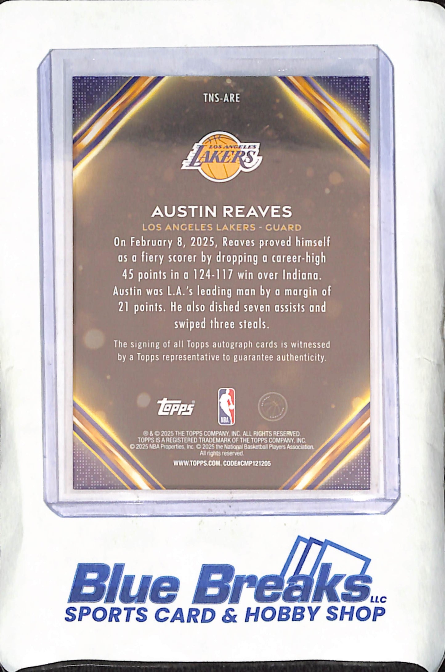 2025 Topps - Austin Reaves - Notch Signatures - Autograph - 17/50 - Los Angeles Lakers - Basketball - #TNS-ARE