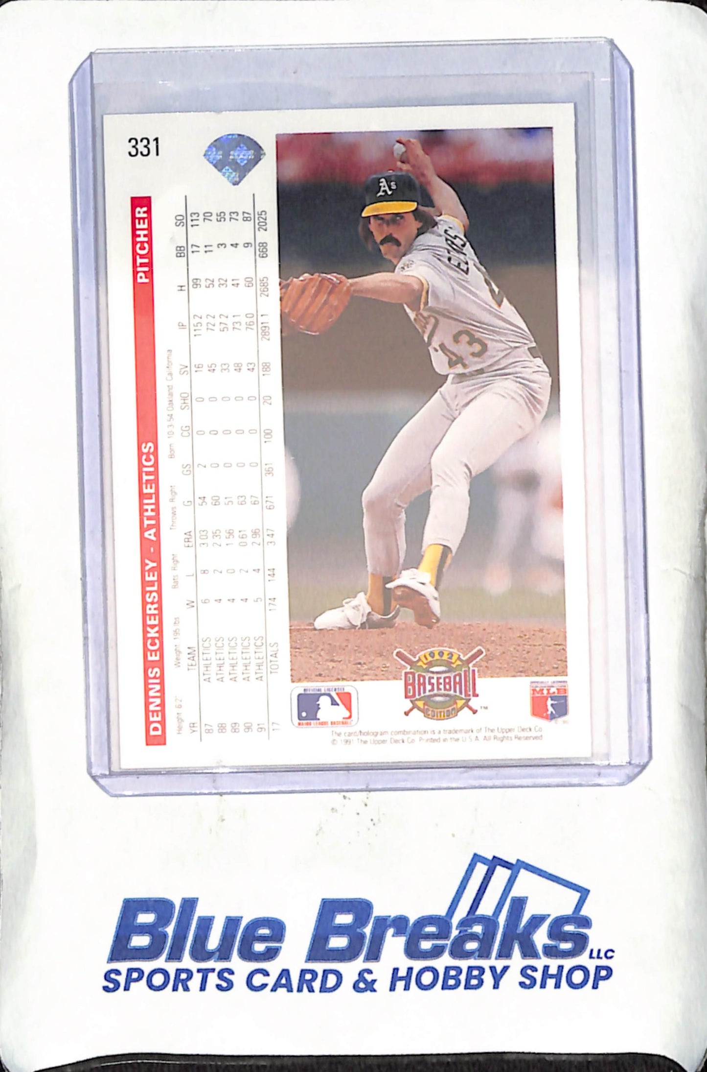 1991 Upper Deck - Dennis Eckersley - In Person Autograph - Oakland Athletics - Baseball - #331