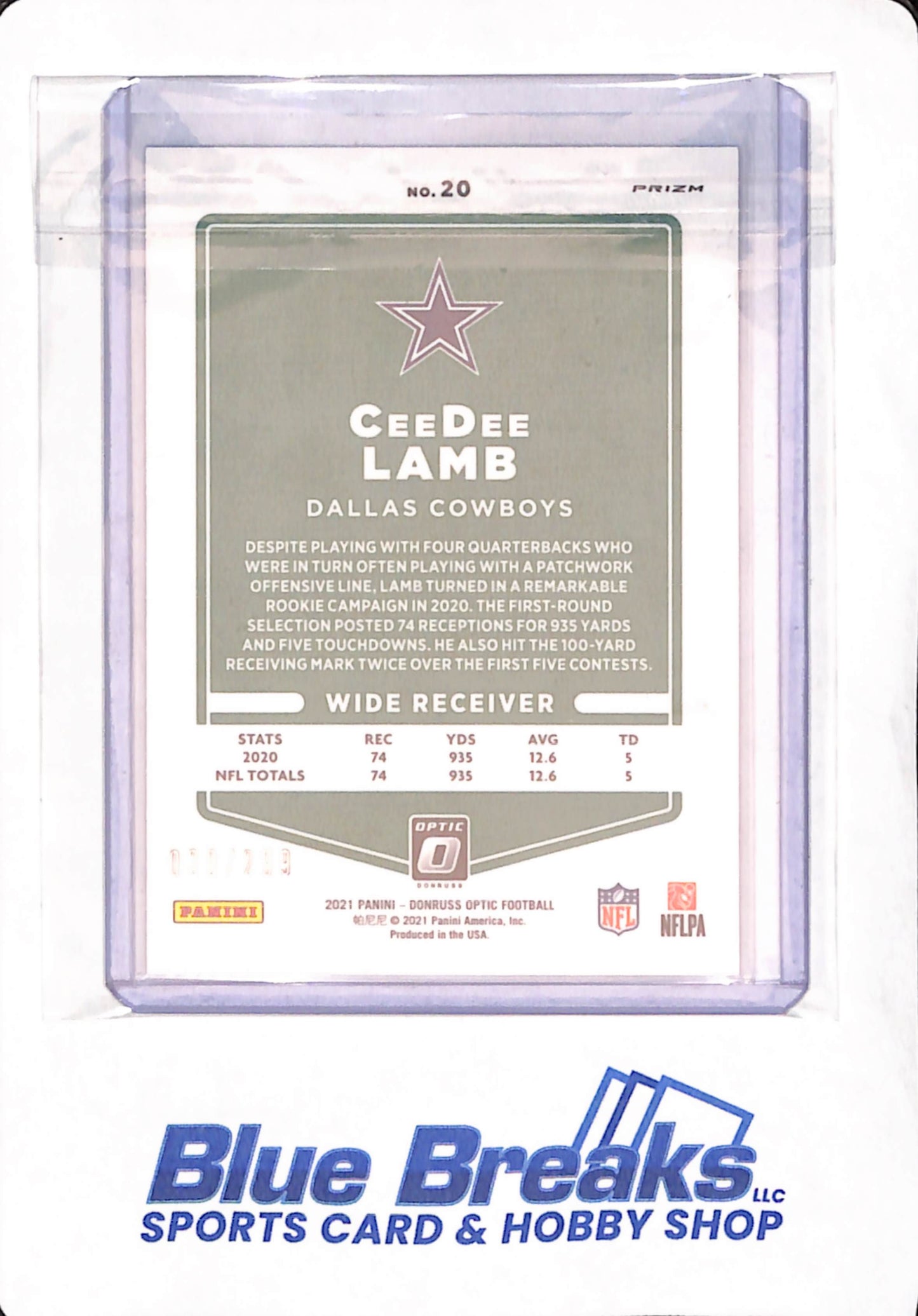 2021 Panini Donruss Optic - CeeDee Lamb - Football - Dallas Cowboys - Prizm - Light Blue - 29/299 - #20