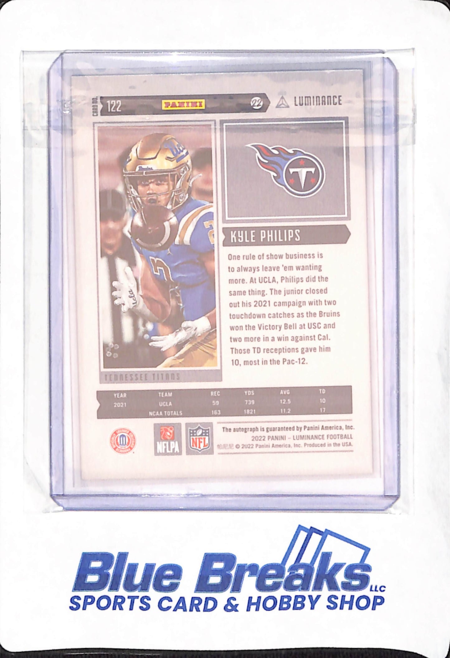 2022 Panini Luminance - Kyle Philips - Football - Tennessee Titans - 43/50 - Rookie - Autographed