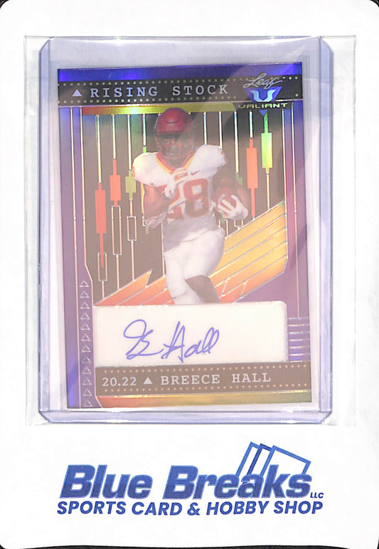 2022 Leaf Valiant - Breece Hall - Football - New York Jets - Rising Stock - Purple - Autographed - 9/15
