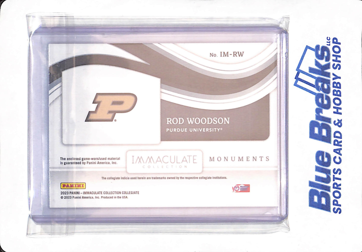 2023 Panini Immaculate - Rod Woodson - Purdue - Football - # IM-RW -29/99 - Relic Quad - Monuments Game Used