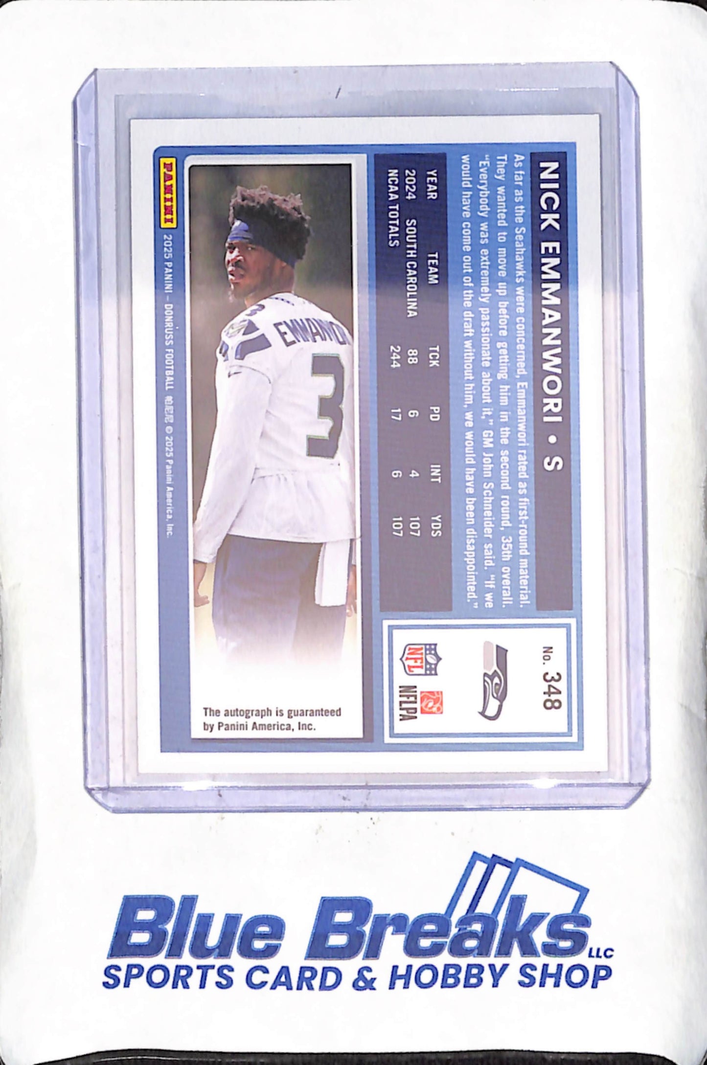 2025 Panini Donruss - Nick Emmanwori - Autograph - Rated Rookie - 8/10 - Seattle Seahawks - Football - #348