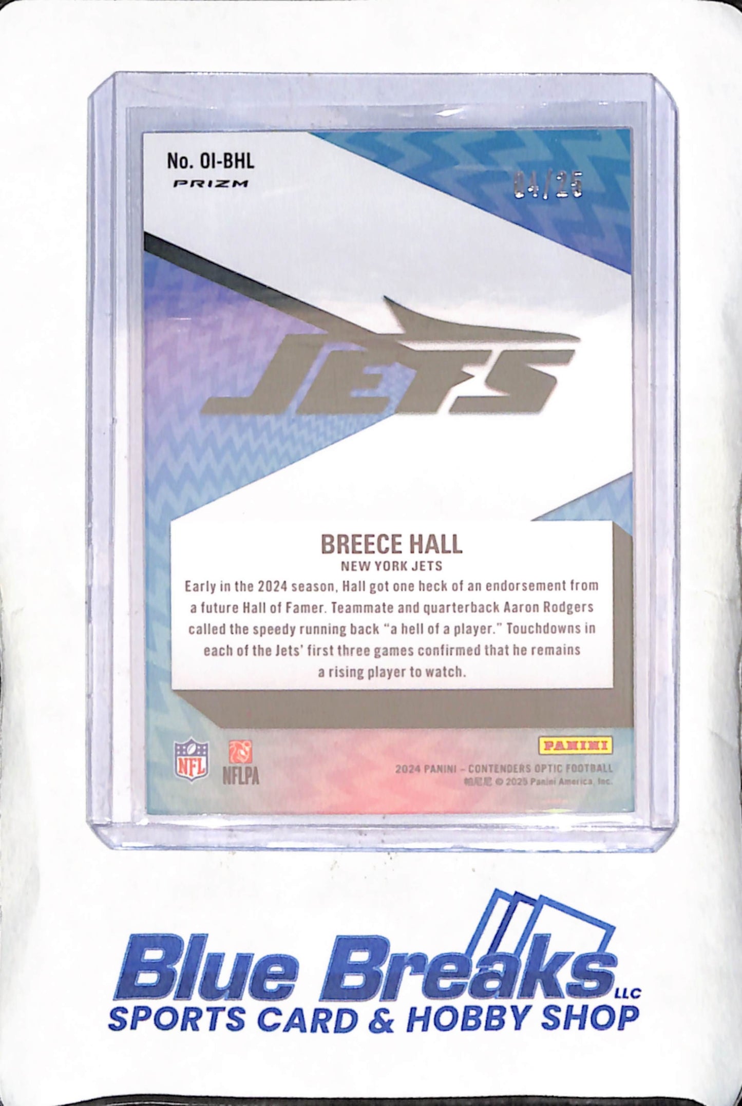 2024 Panini Donruss Optic Contenders - Breece Hall - Optical Illusion - 4/25 - New York Jets - Football - #OI-BHL