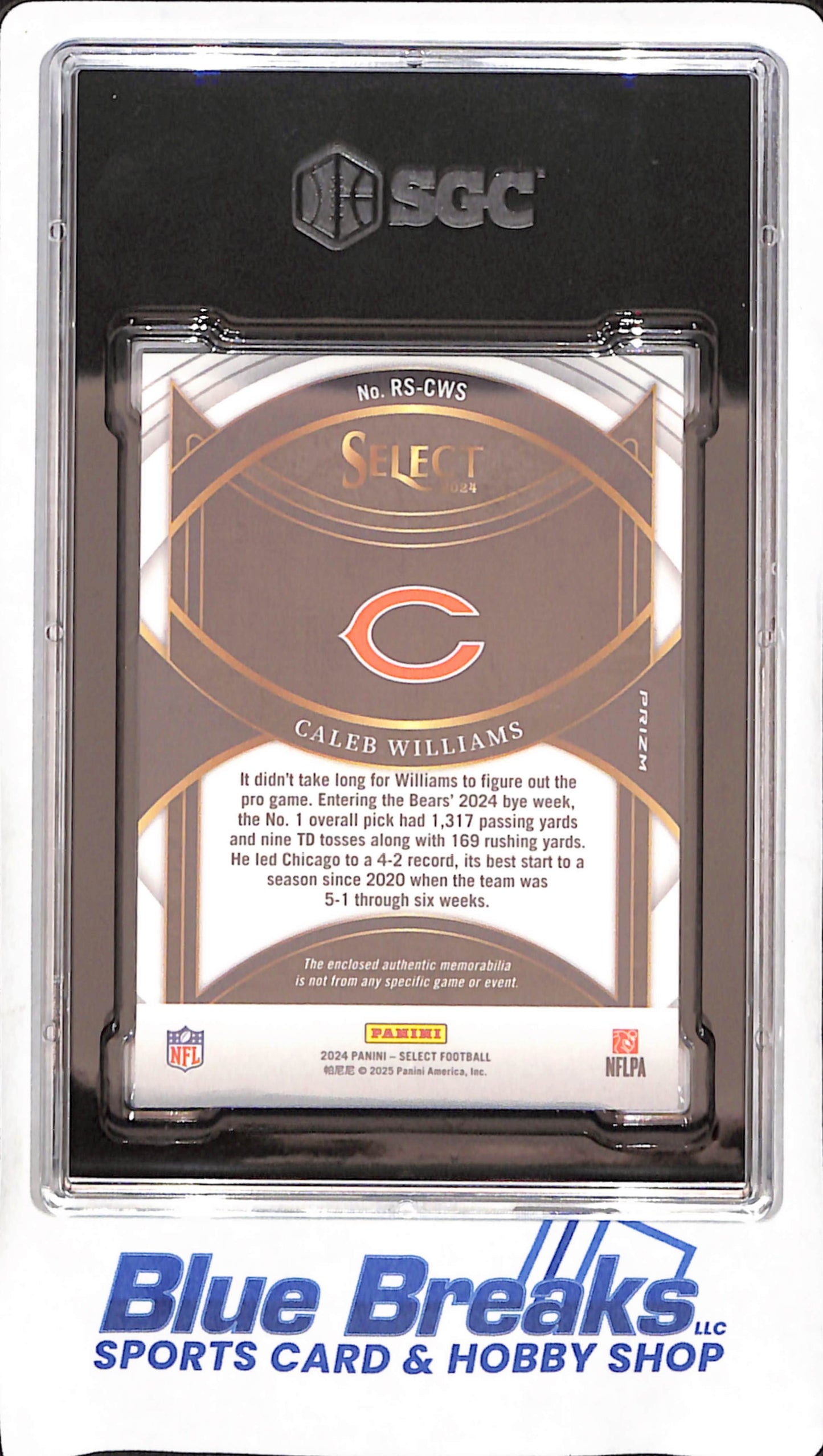 2024 Panini Select - Caleb Williams - Rookie Swatch - Red Prizm - SGC 9 - Chicago Bears - Football - #RS-CWS