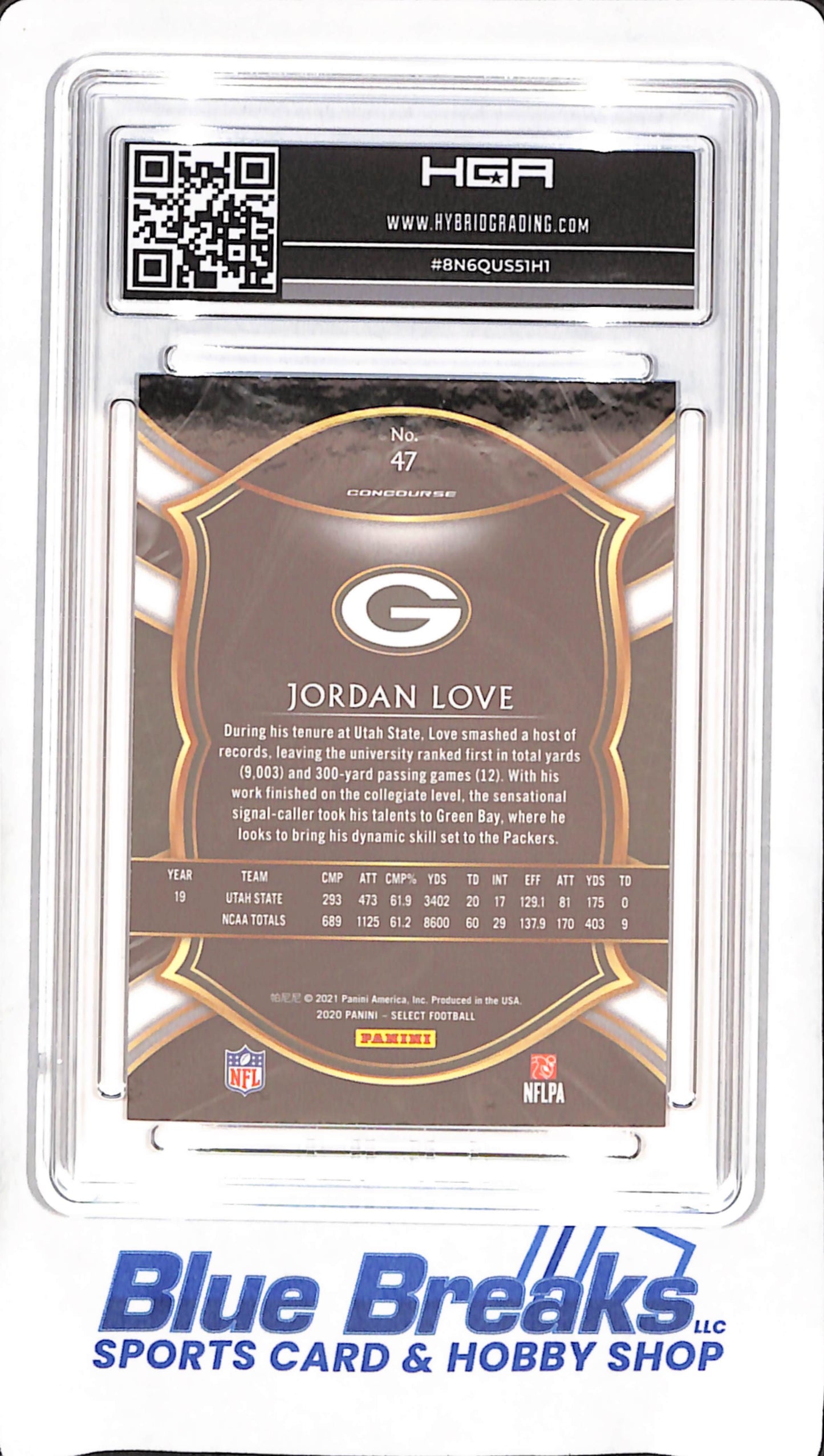 2020 Panini Select - Jordan Love - Concourse - HGA 9.5 - Green bay Packers - Football - #47