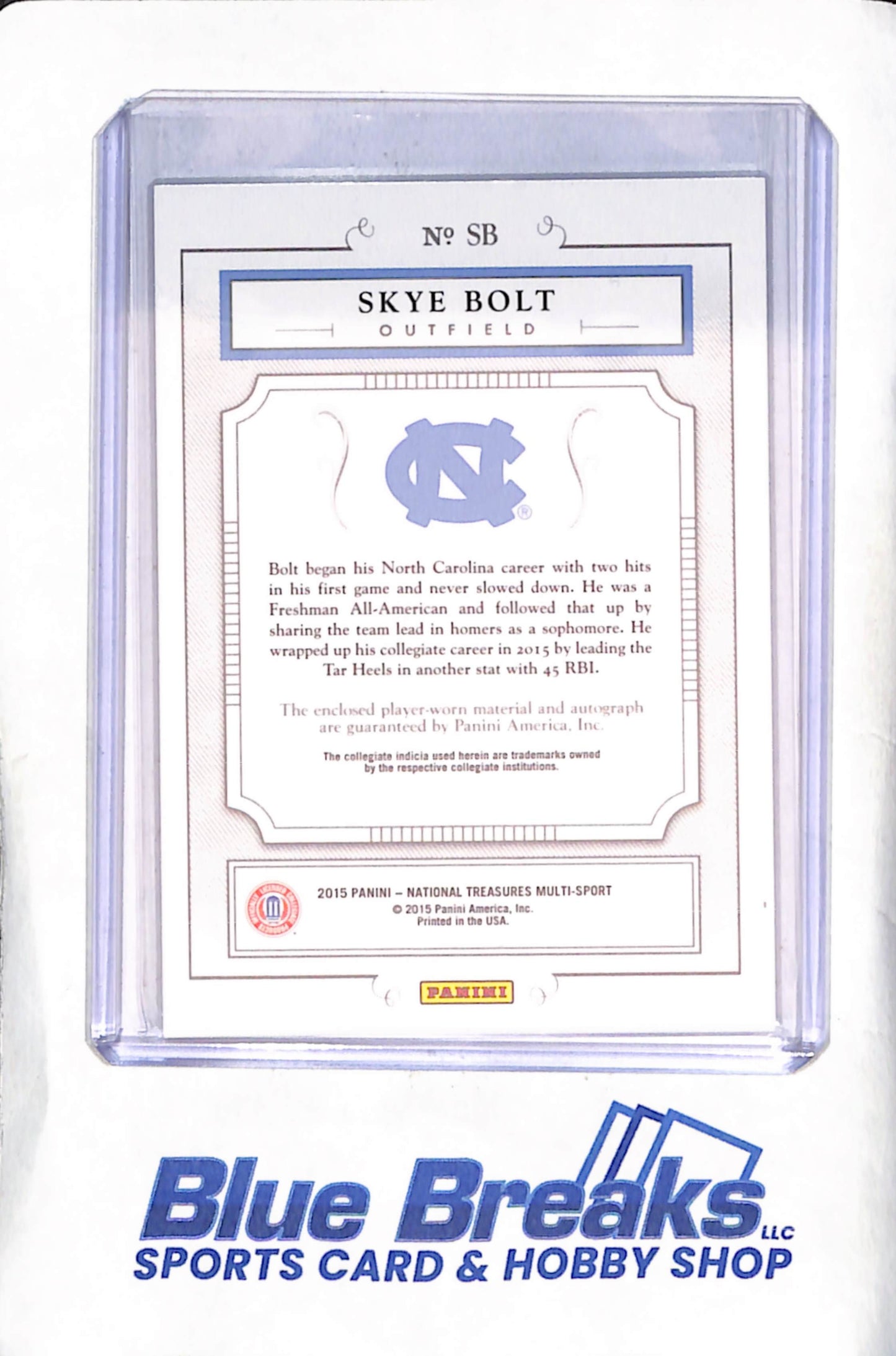 2015 Panini National Treasures - Skye Bolt - Relic - Autograph - 37/99 - University of North Carolina - Football - #SB