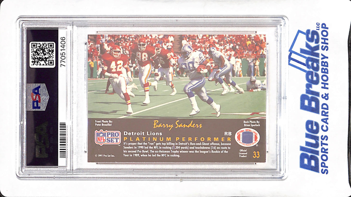 1991 Pro Set Platinum - Barry Sanders - PSA 8 - Detroit Lions - Football - #33