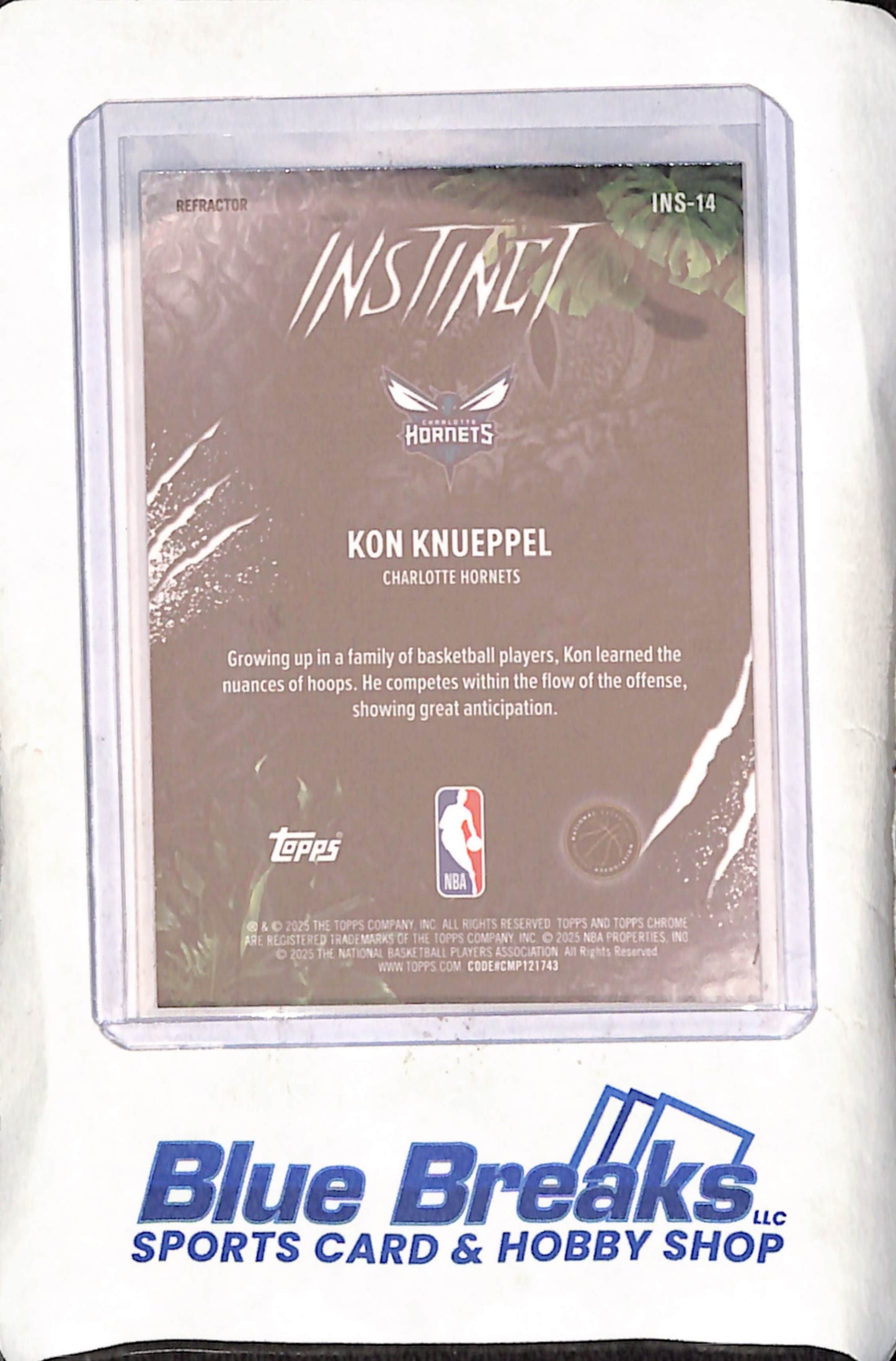 2025 Topps Chrome - Kon Knueppel - Instinct - Refractor - RC - Charlotte Hornets - Basketball - #INS-14