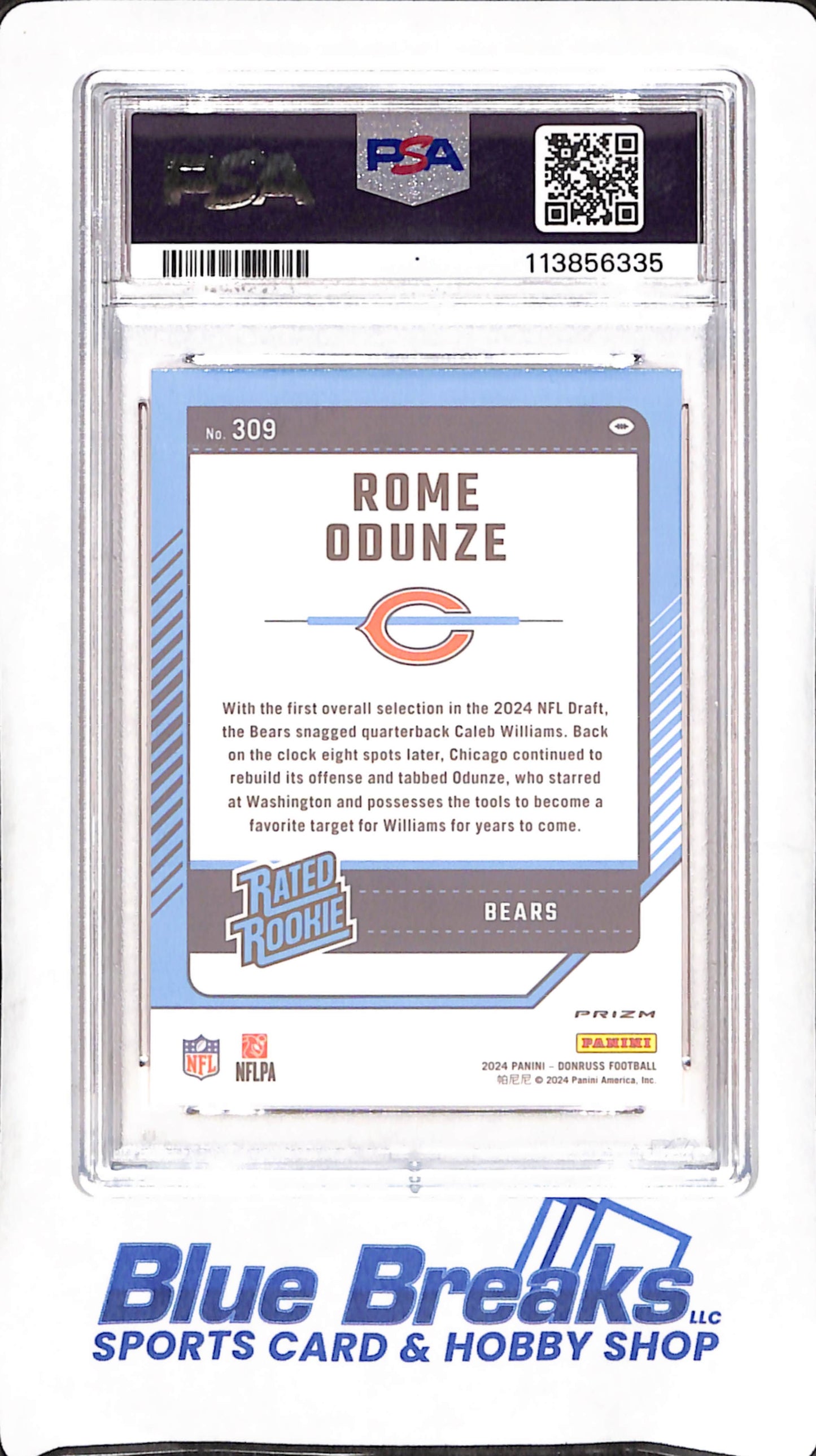 2024 Panini Donruss - Rome Odense - Optic Preview - Red Wave - Rated Rookie - PSA 10 - Chicago Bears - Football - #309