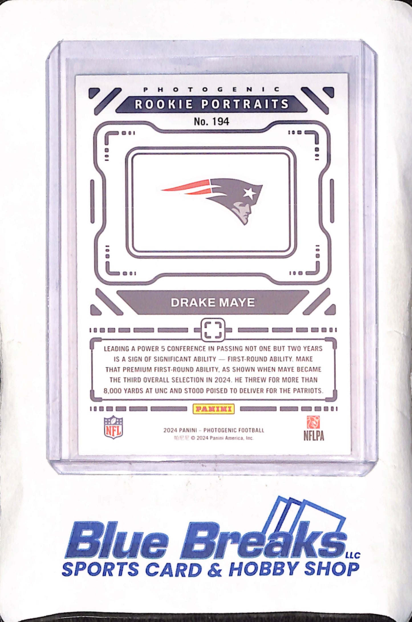 2024 Panini Photogenic - Drake Maye - Rookie Portraits - New England Patriots - Football - #194