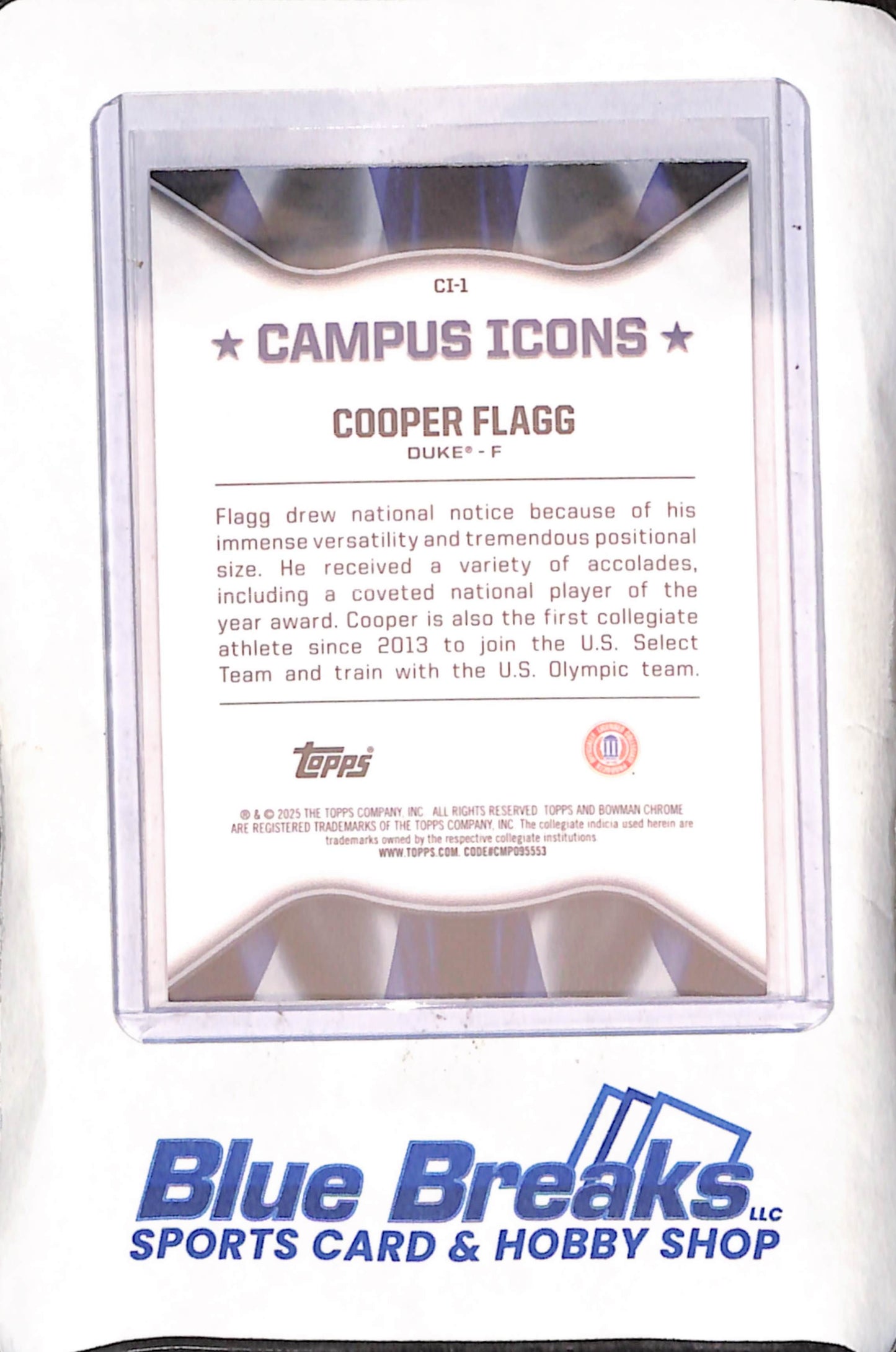 2025 Bowman University Chrome - Cooper Flagg - Campus Icons - Duke University - Basketball - #CI-1