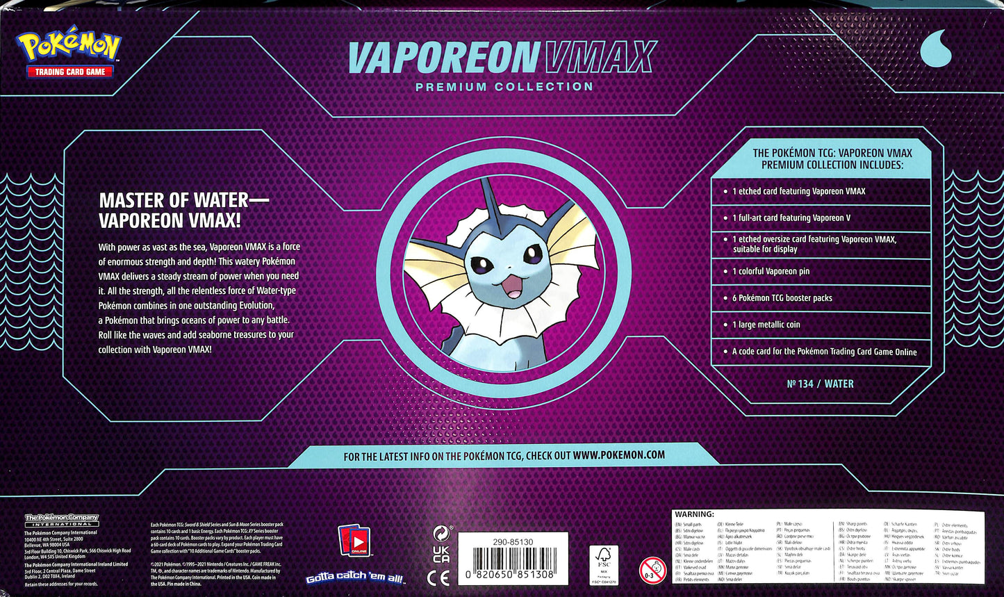 Vaporeon VMAX Premium Collection - Miscellaneous Cards & Products (MCAP) - Pokemon - Sealed Wax