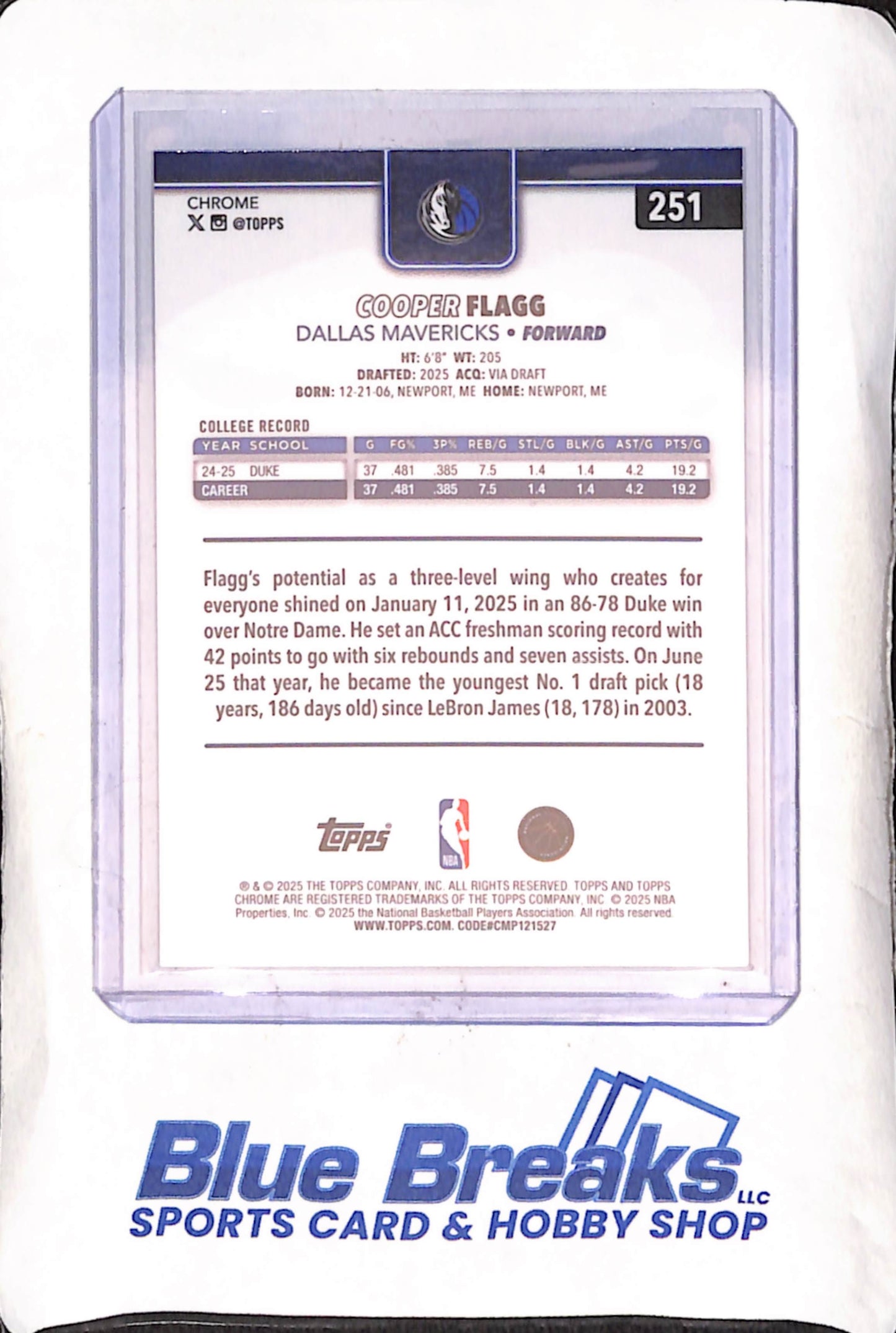 2025 Topps Chrome - Dylan Harper - RC - Refractor - San Antonio Spurs - Basketball - #252
