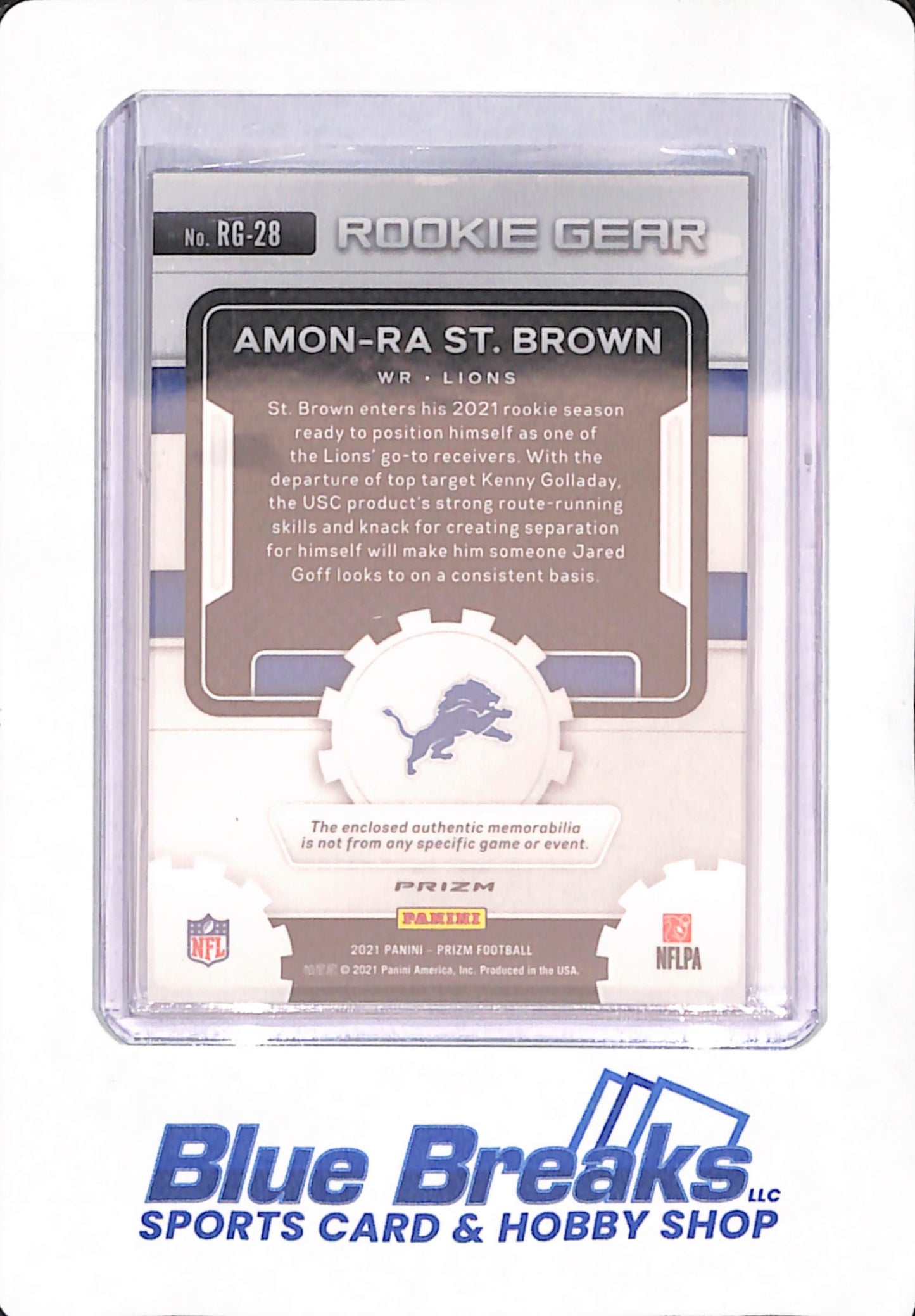 2021 Panini Prizm Rookie Gear - Amon-Ra St. Brown - Football - Detroit Lions - RC - #RG-28