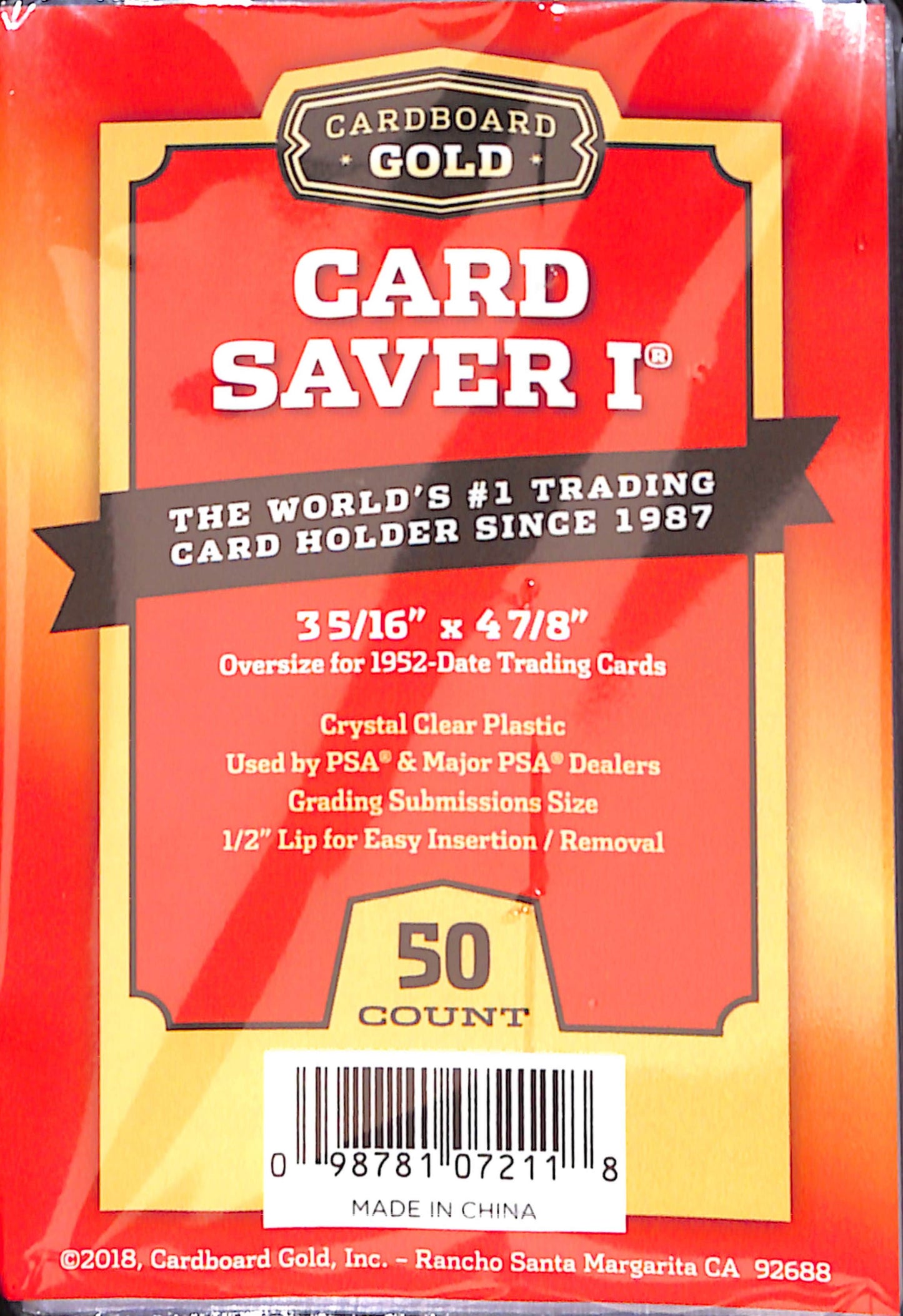 Cardboard Gold Card Saver 1 - 50 Count Holders - Supplies