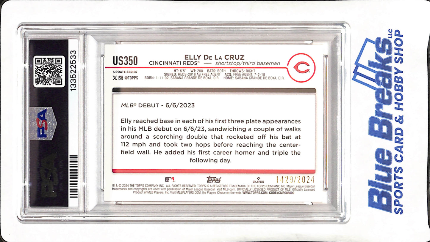 2024 Topps Update - Elly De La Cruz - Gold - RC - 1429/2024 - PSA 10 - Cincinnati Reds - Baseball - #US350