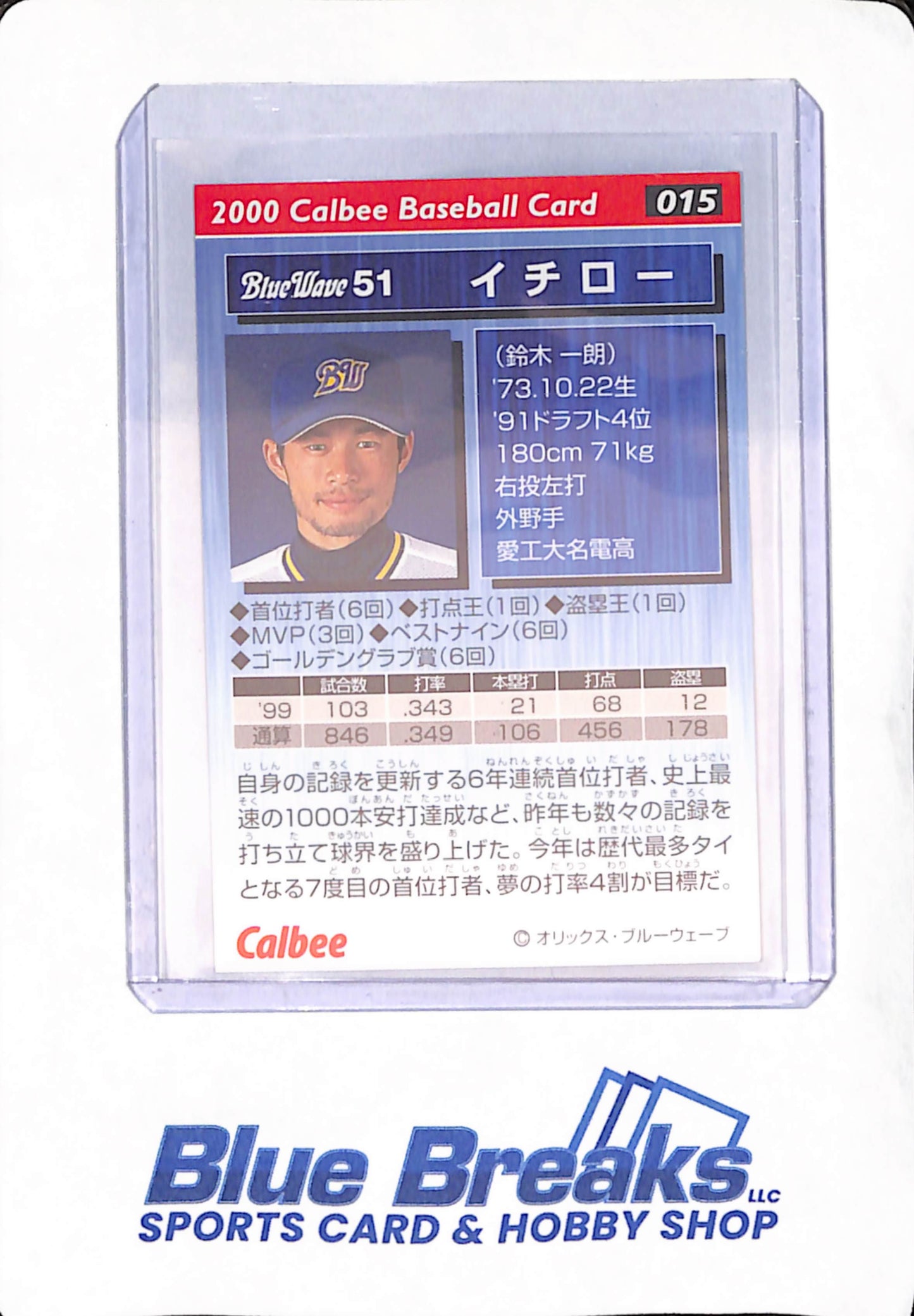 2000 Calbee Baseball Cards - Ichiro Suzuki - Blue Wave - Japanese - Baseball - #015