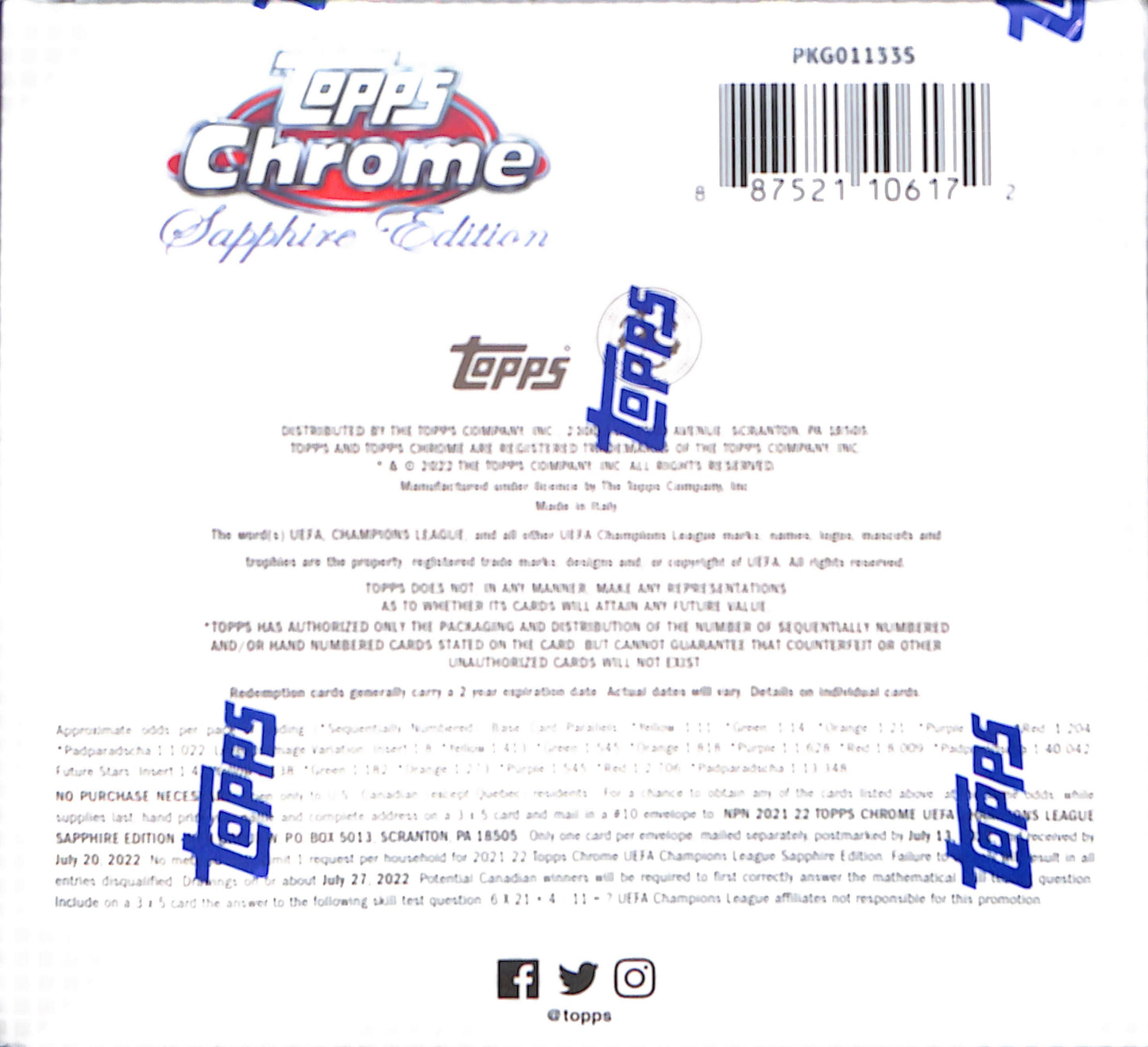 2021/22 Topps Chrome Sapphire Edition UEFA Champions League Soccer Hobby Box - Sealed Wax