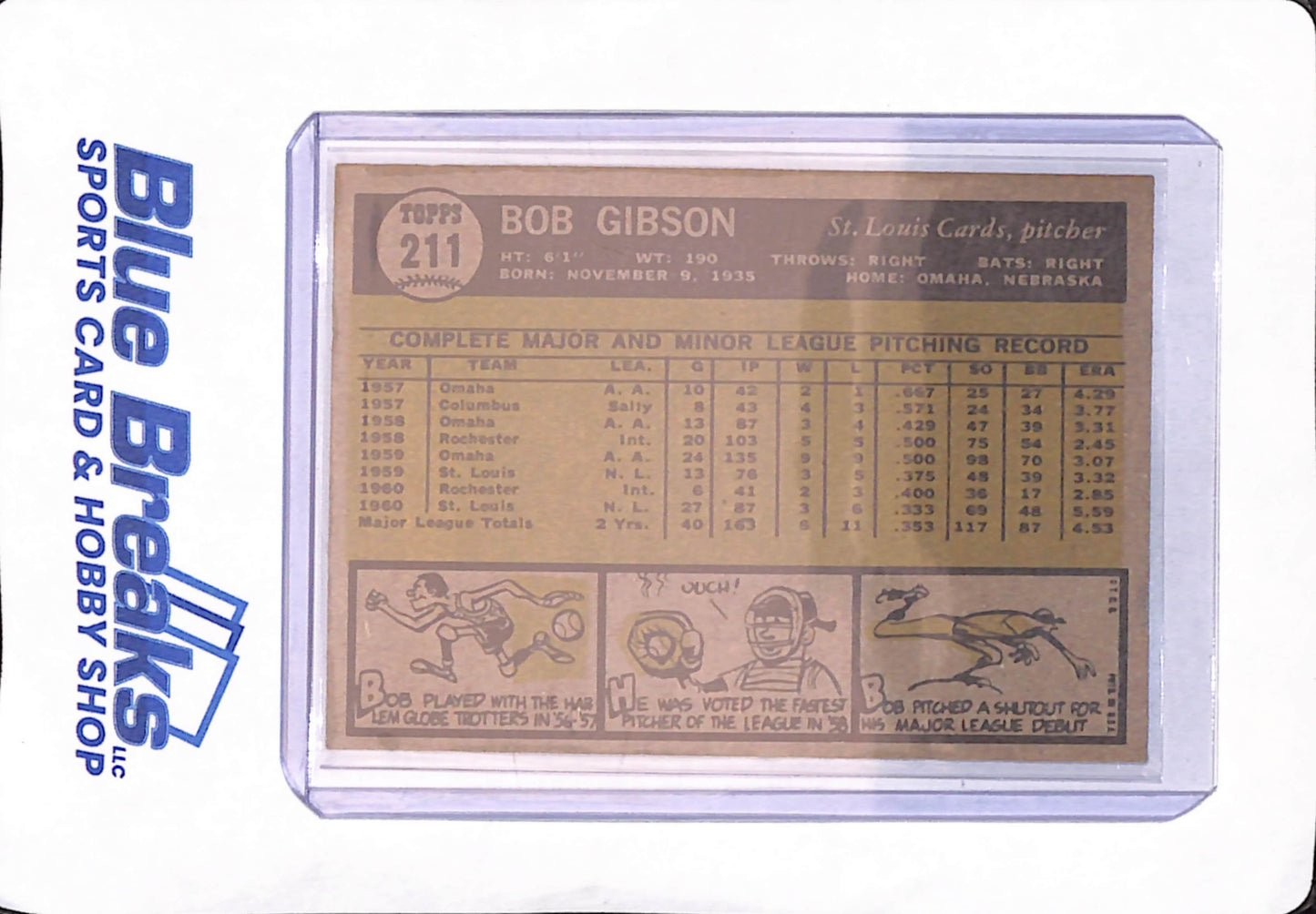 1961 Topps - Bob Gibson - St. Louis Cardinals - Baseball - #211