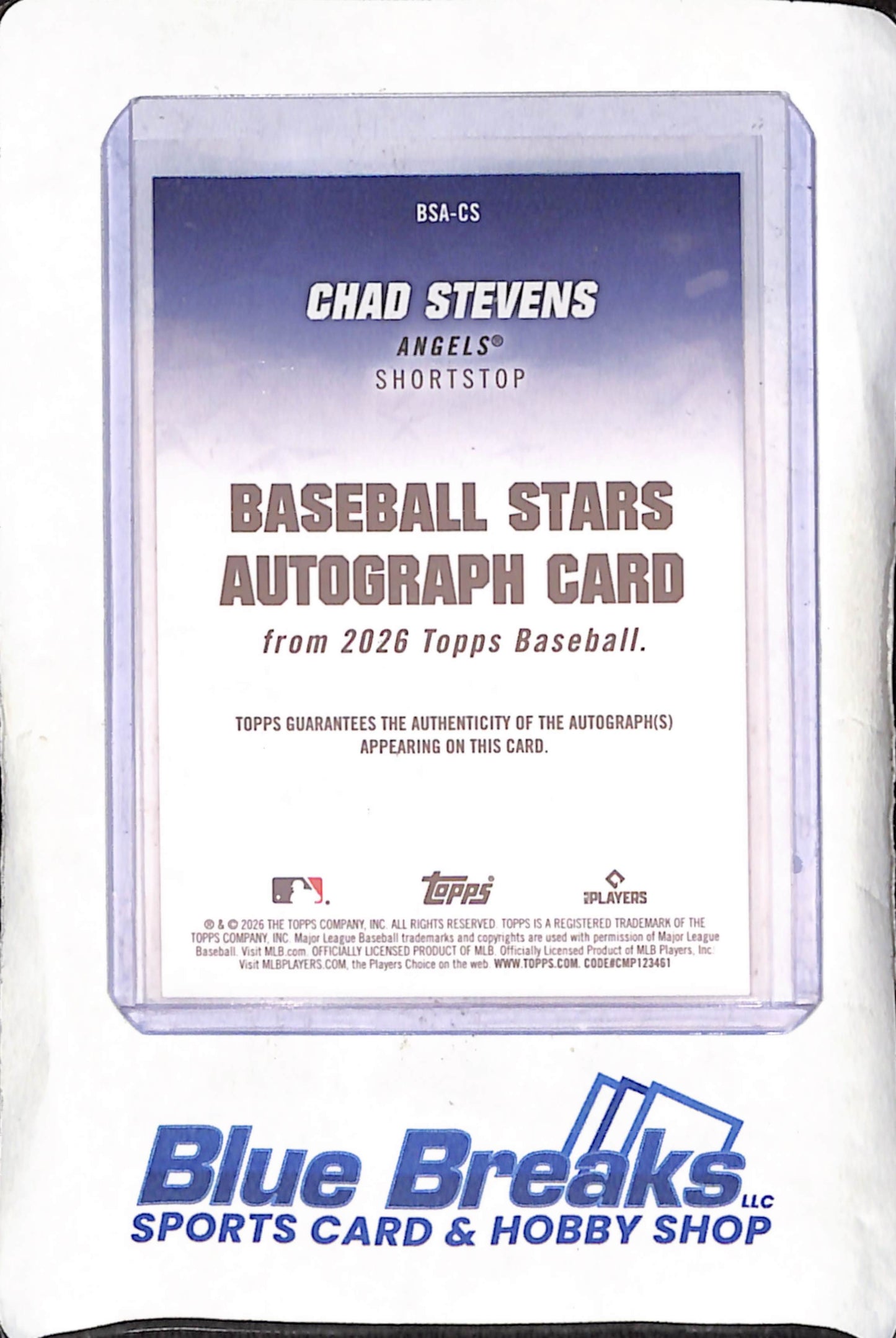 2026 Topps Series One - Chad Stevens - Baseball Stars Autograph - RC - Los Angeles Angels - Baseball - #BSA-CS
