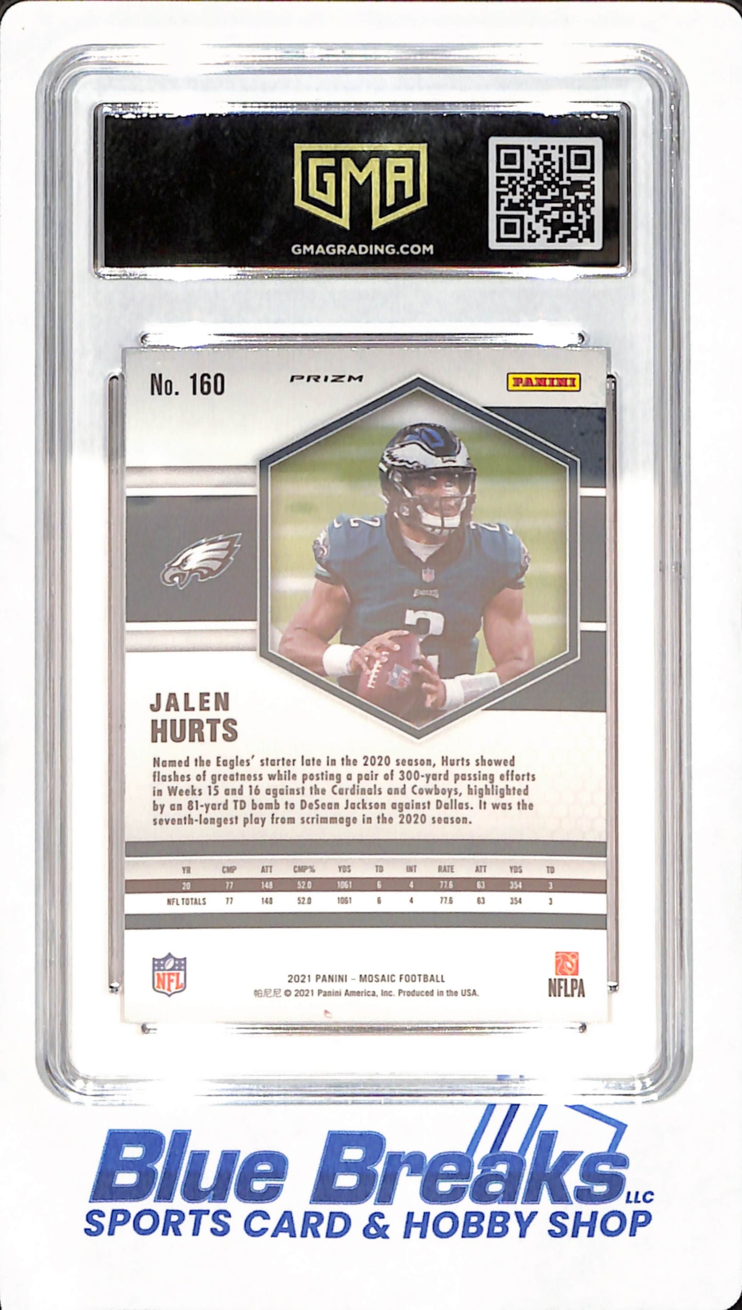 2021 Mosaic - Jalen Hurts - Philadelphia Eagles - Football - GMA GEM MT 10 - Pink Prizm - #160