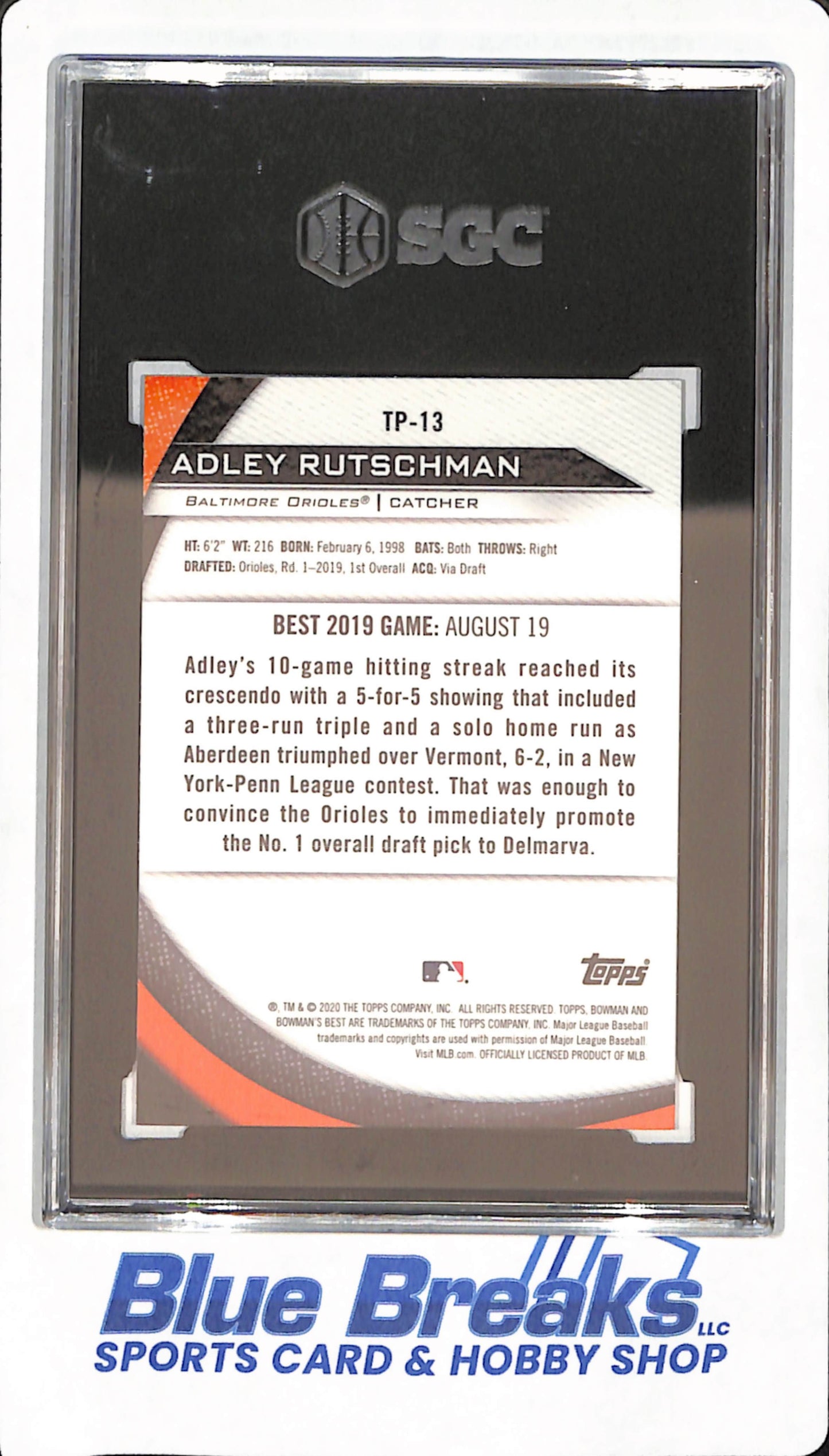 2020 Bowman's Best - Adley Rutschman - Baltimore Orioles - Baseball - Top Prospect - SCG 9.5 - #TP-13
