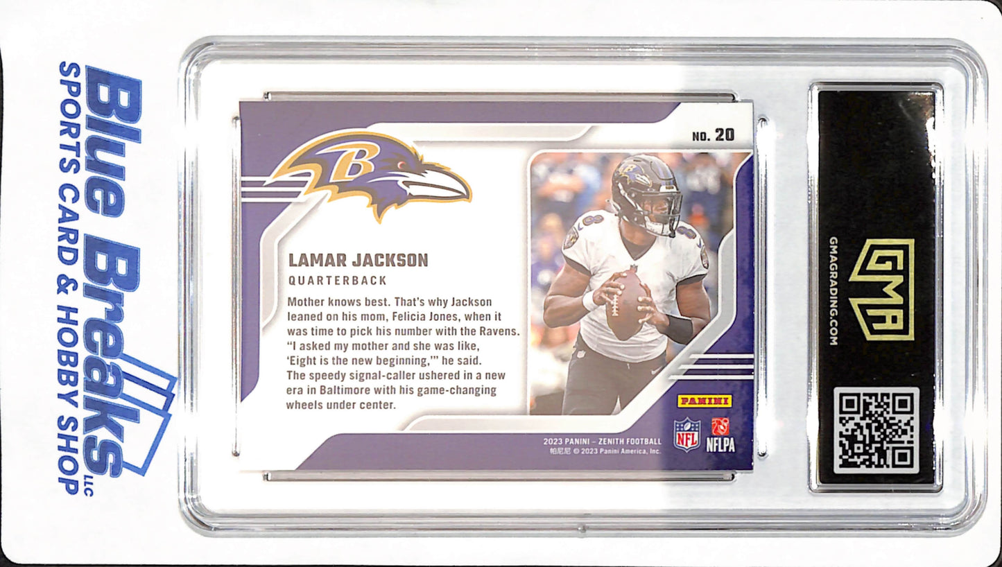 2023 Zenith - Lamar Jackson - Baltimore Ravens - Football - Behind the Numbers - GMA GEM MT 10 - #20