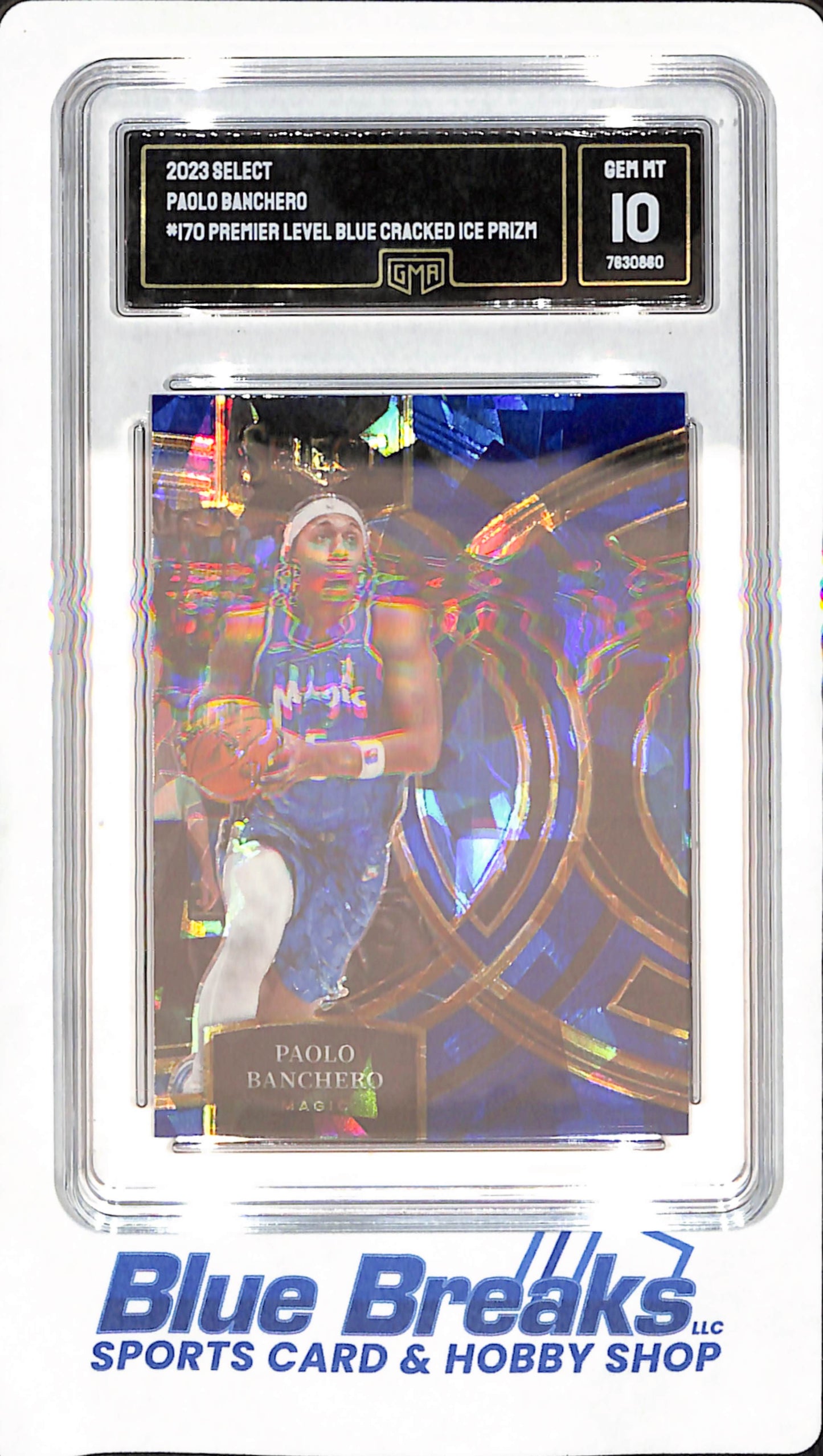 2023 Select - Paolo Banchero - Orlando Magic - Basketball - Premier Level - Blue - Cracked Ice - Prizm - GMA GEM MT 10 - #170