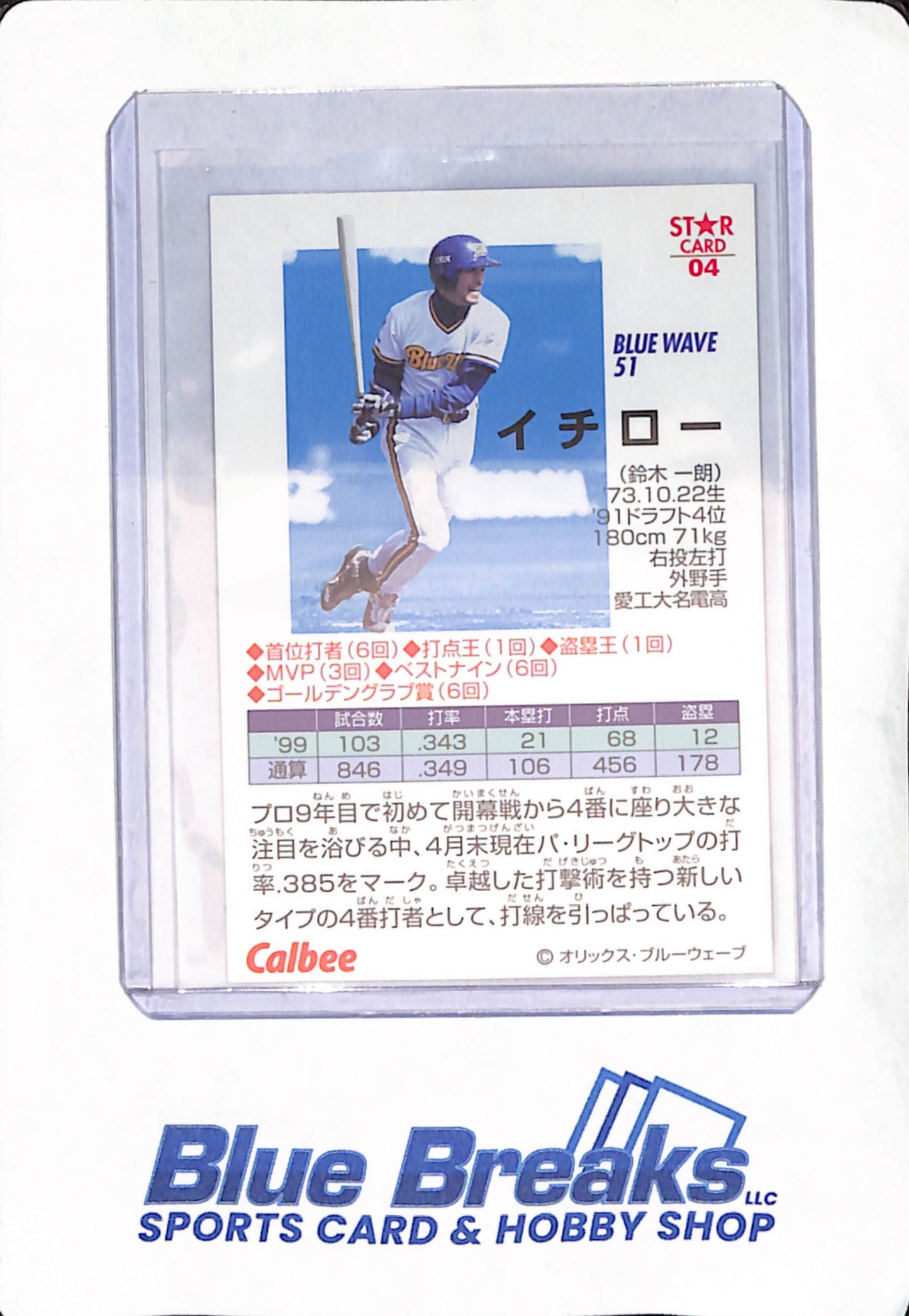 Calbee - Star Card - Ichiro Suzuki - Orix Blue Wave - Japanese - Baseball - #04