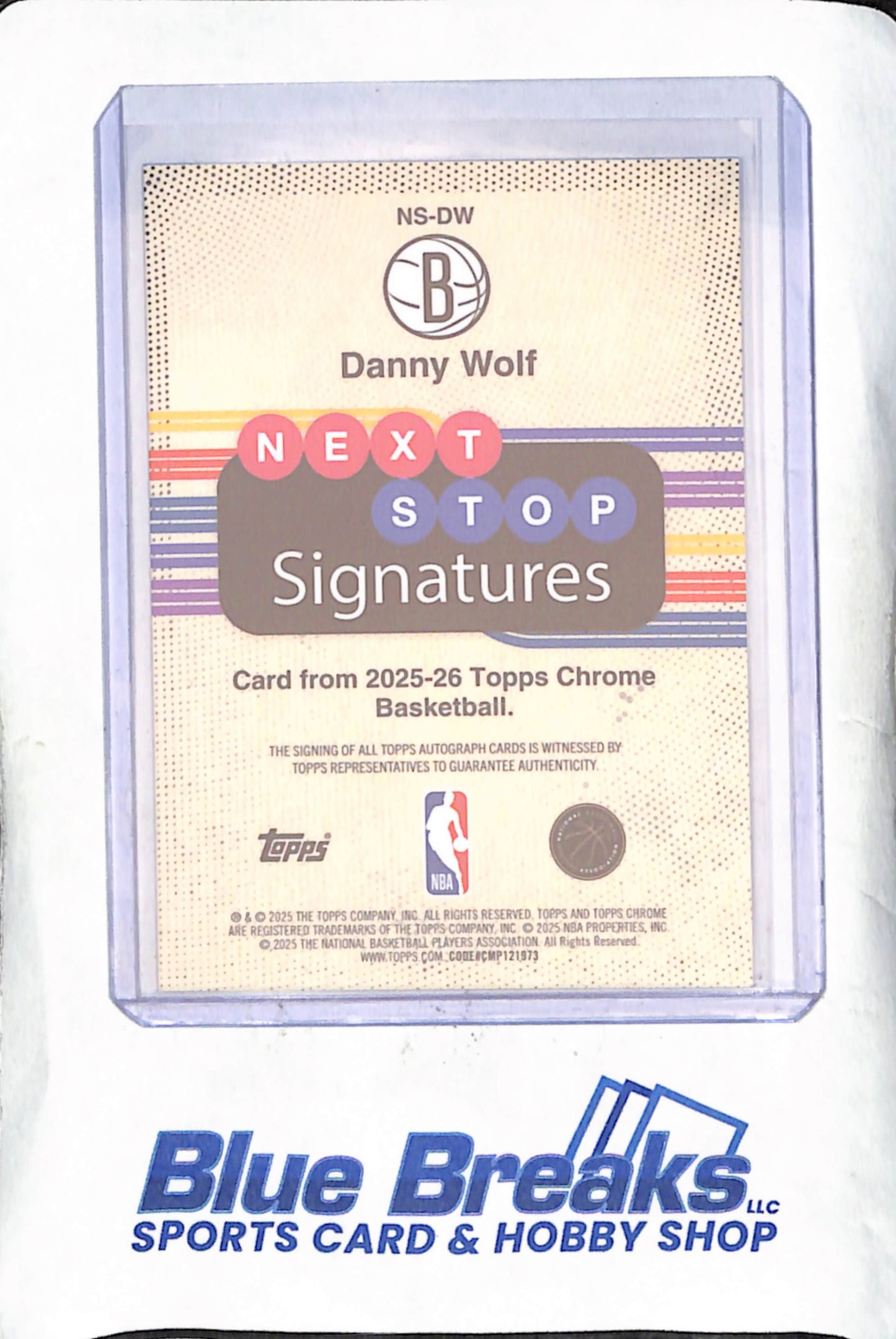 2025 Topps Chrome - Danny Wolf - Next Stop Signatures - Autograph - RC - Brooklyn Nets - Basketball - #NS-DW