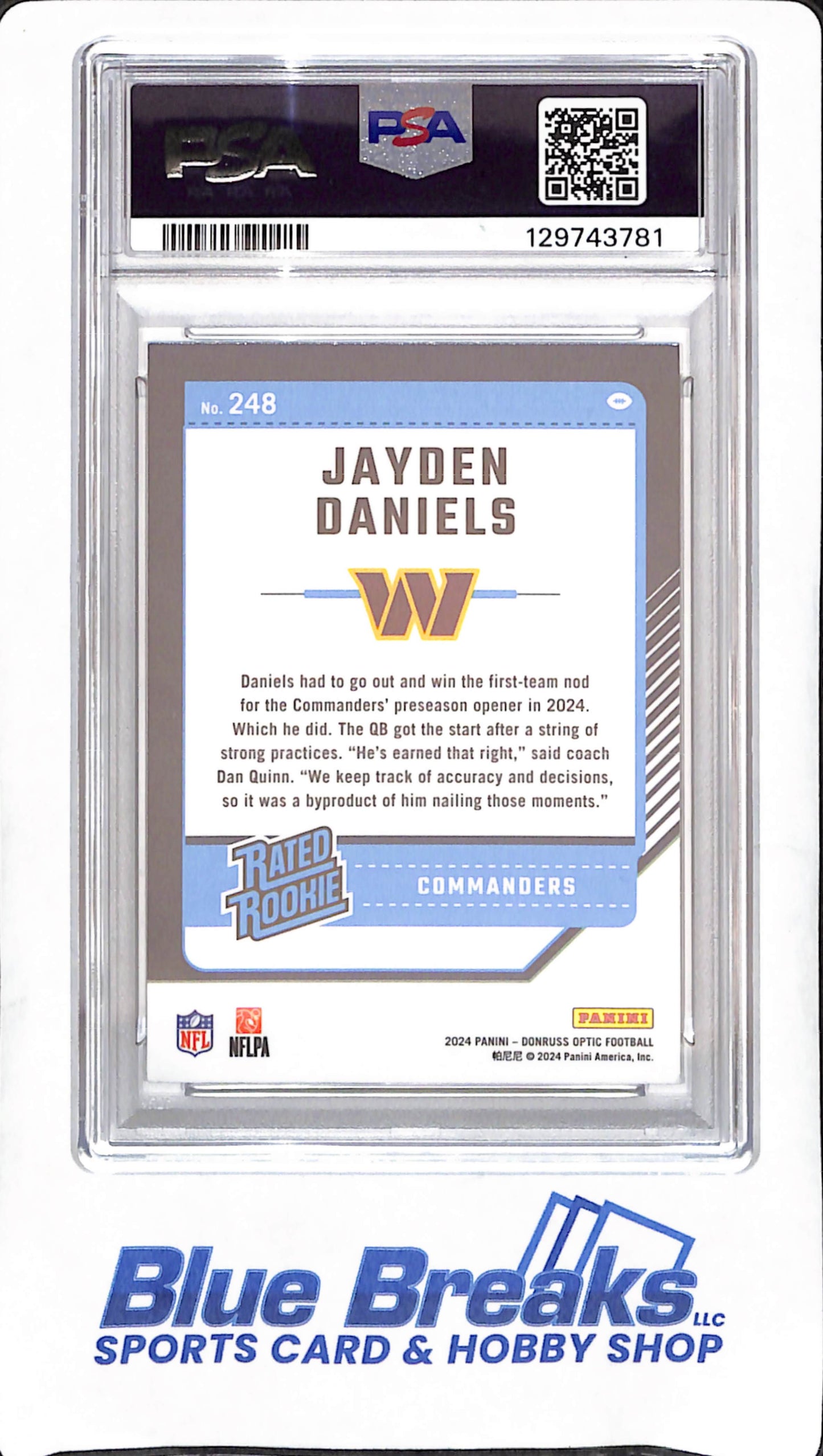 2024 Panini Donruss Optic - Jayden Daniels - Rated Rookie - PSA 6 - Washington Commanders - Football - #248